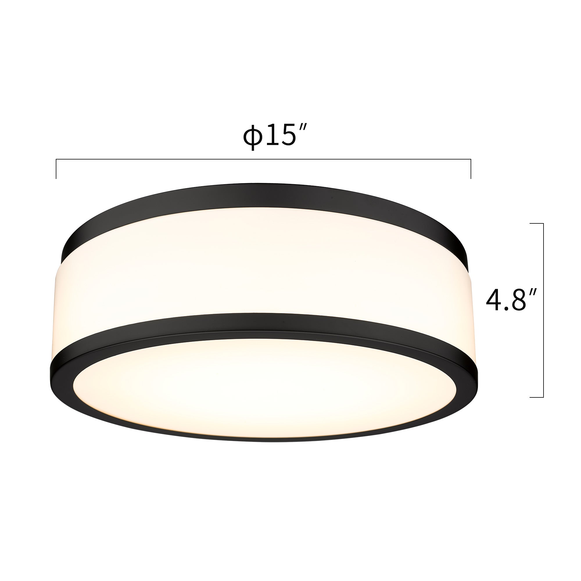 Matte Black Acrylic & Metal - LED Flush Mount Ceiling Light 15 inch, 25W Dimmable 3000K 4000K 5000K Matte Black Modern Round Ceiling Light Fixture