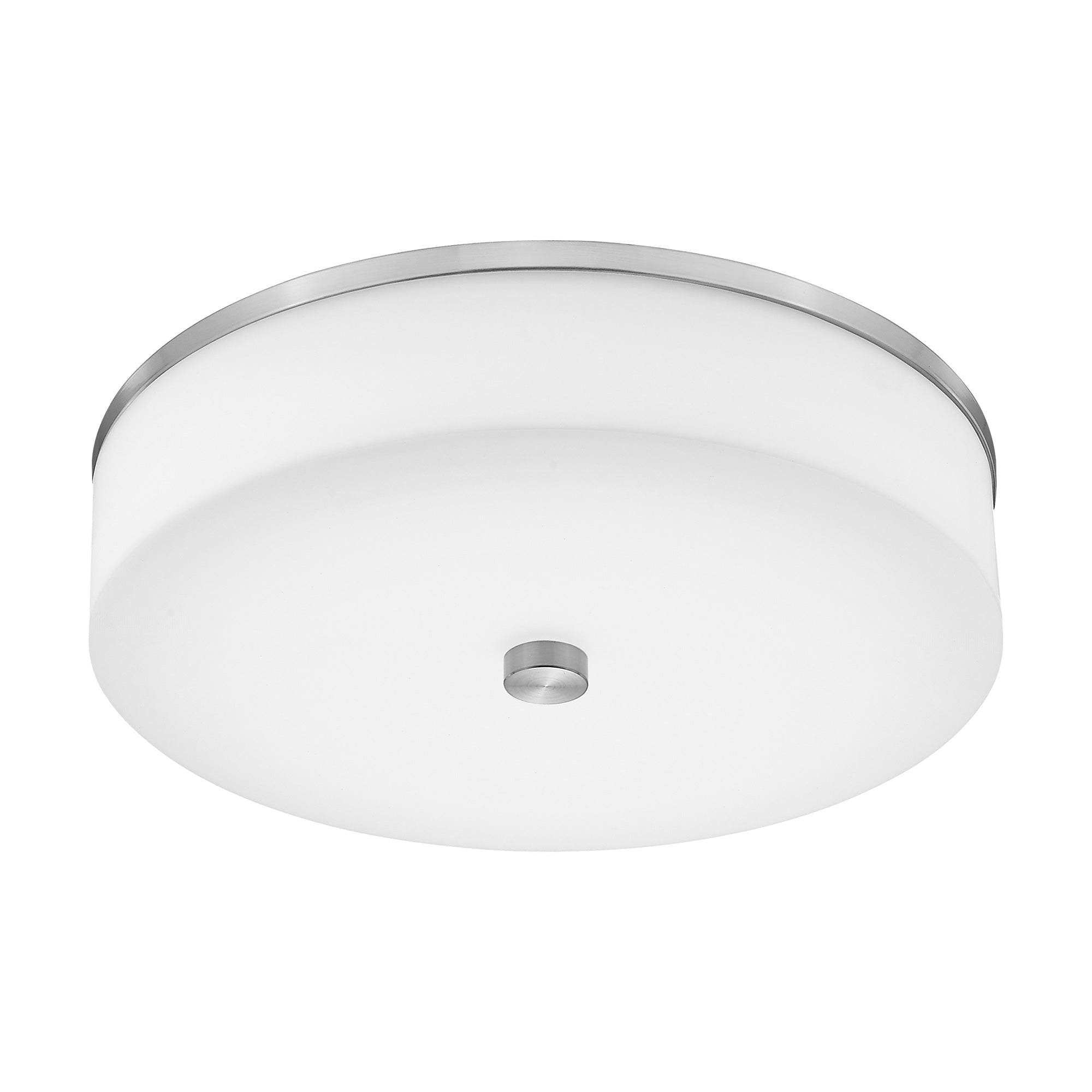 Brushed Nickel Acrylic & Metal - 16 Inch Modern Flush Mount Ceiling Light Large Light Fixtures Ceiling in Brushed Nickel, 2- Light Flush Mount Light Fixture with Drum White Acrylic Shade - USAG00259