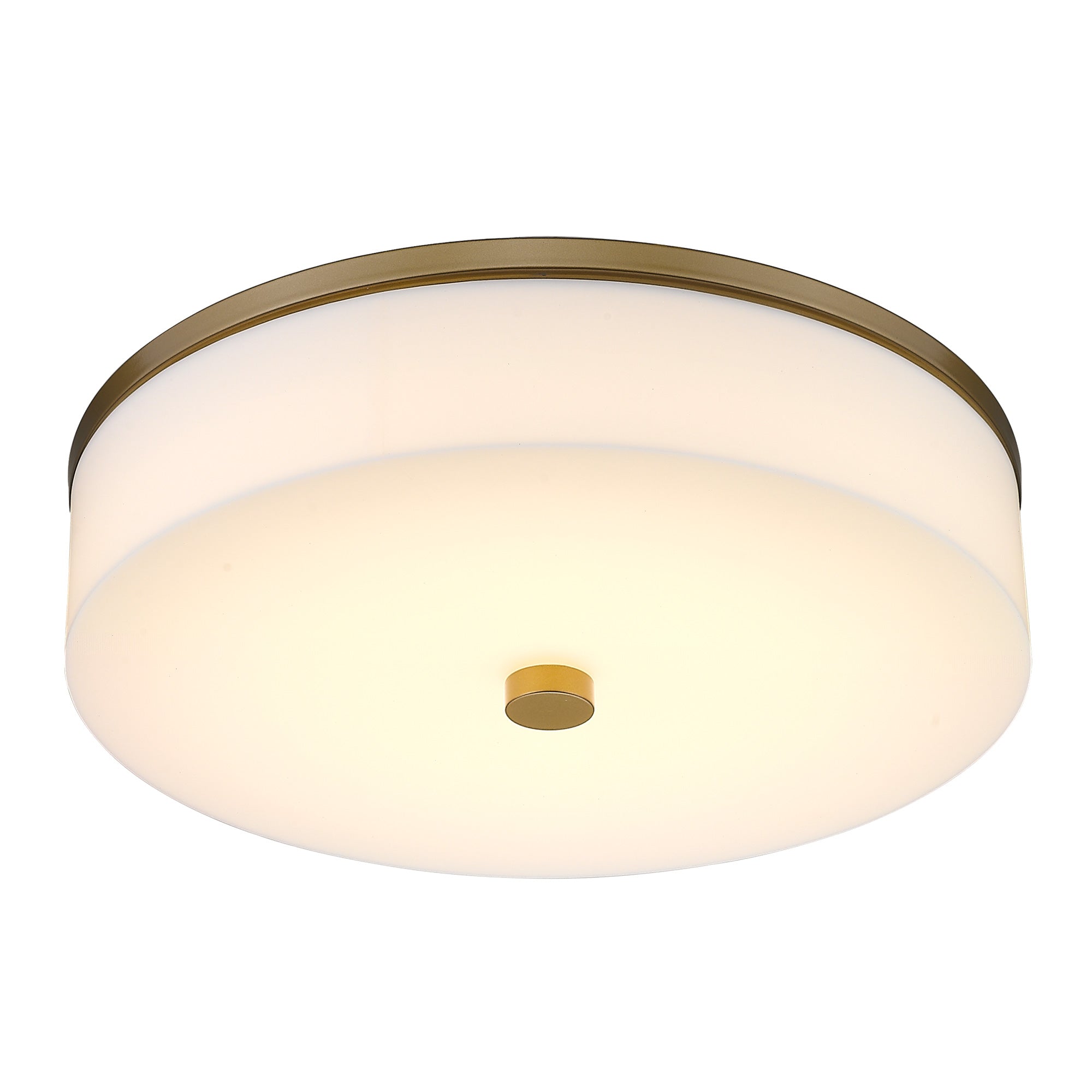 Aged Brass Acrylic & Metal - 16 Inch Modern Flush Mount Ceiling Light Large Light Fixtures Ceiling IN Aged Brass 2- Light Flush Mount Light Fixture with Drum White Acrylic Shade - USAG00260