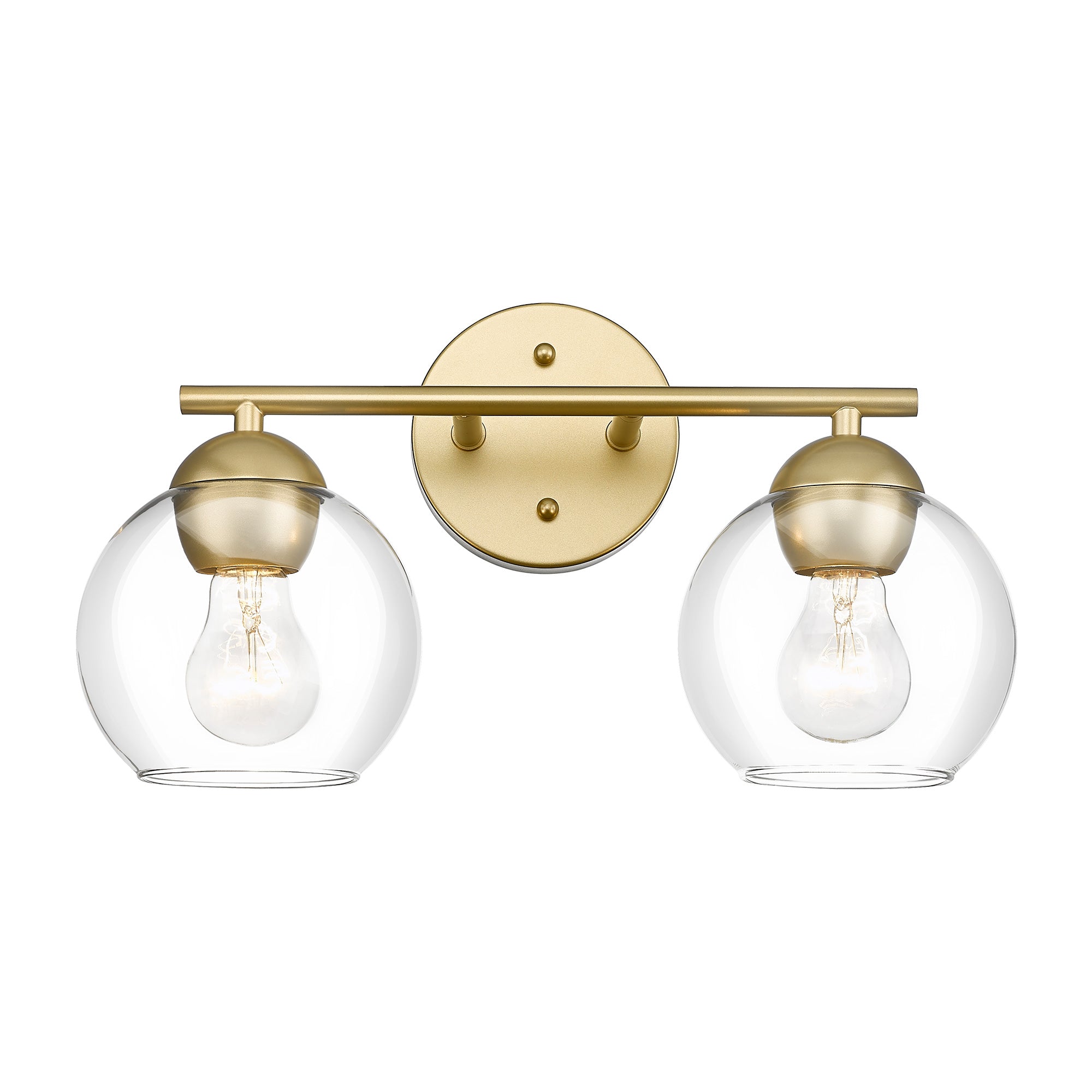 Gold Glass & Metal - 15.6'' 2-Light Gold Bathroom Light Fixtures Over Mirror - USAG00263