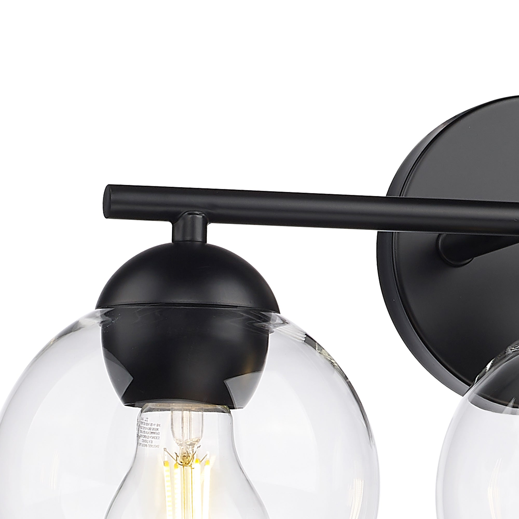 Matte Black Glass & Metal - 18.5'' 3-Lights Globe Vanity Light - USAG00266