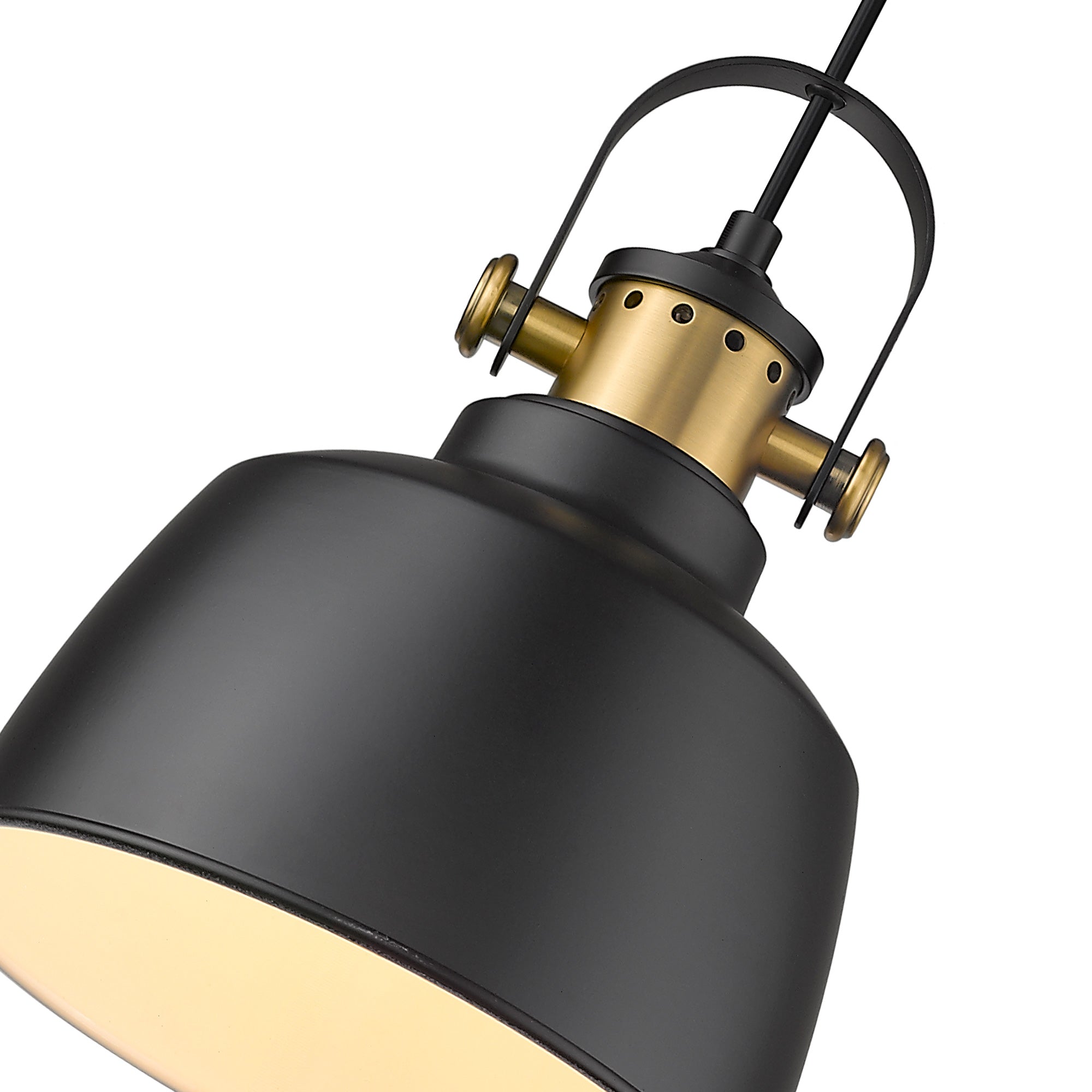 Matte Black Metal - 8.5'' Black and Gold Round Pendant Lights - USAG00268