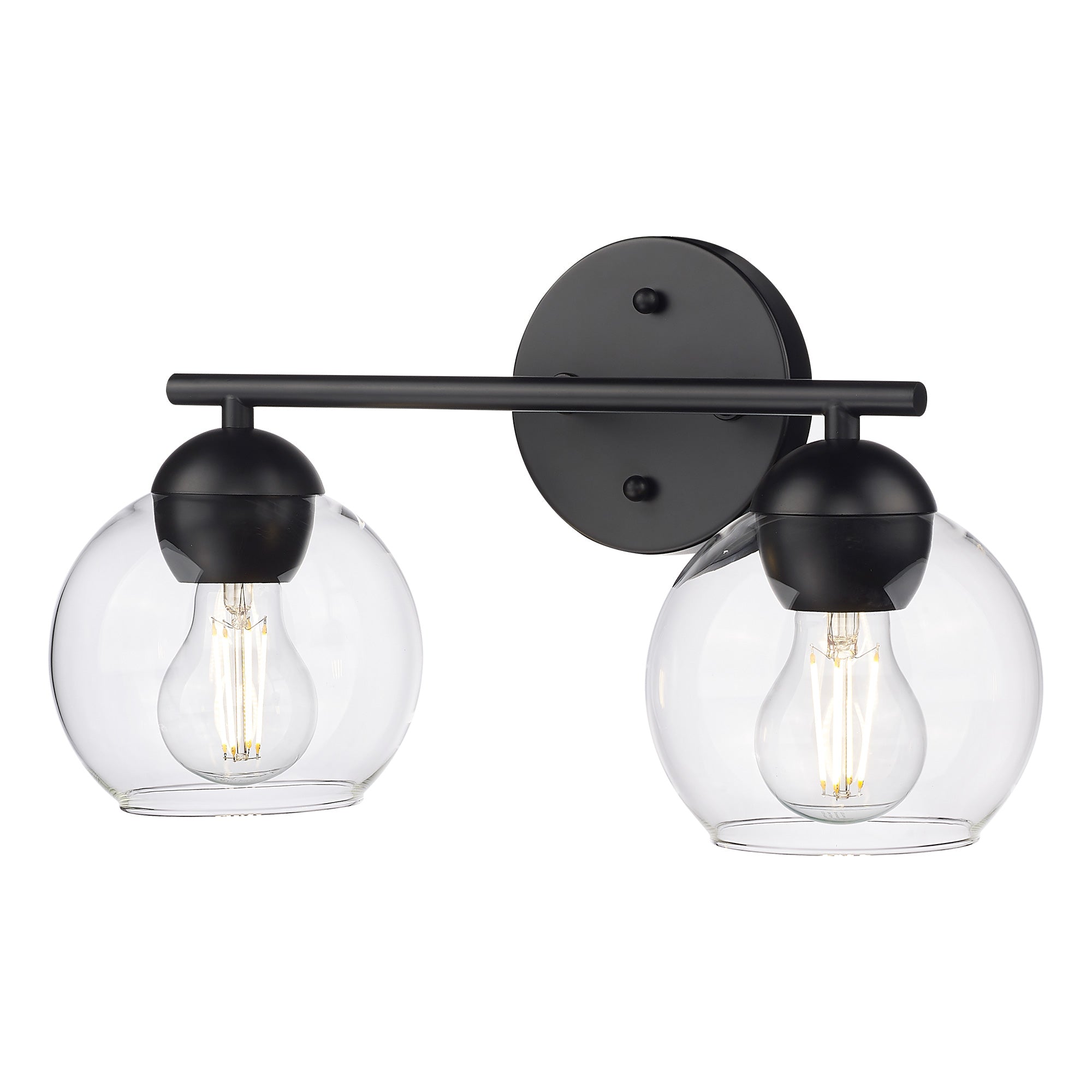 Matte Black Glass & Metal - 15.6'' 2-Light Gold Bathroom Light Fixtures Over Mirror - USAG00269