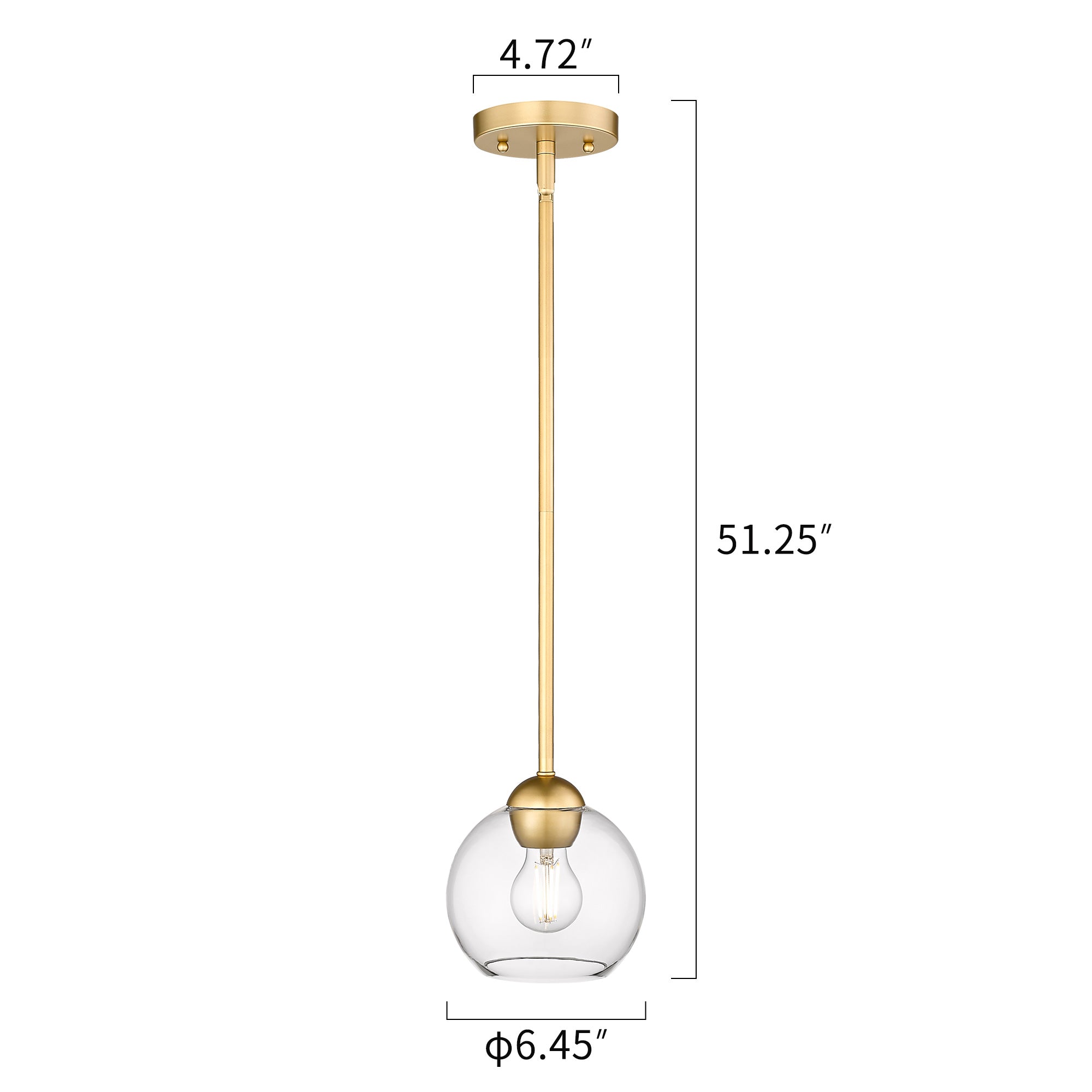 Gold Glass & Metal - 7'' Globe Pendant Light - USAG00272