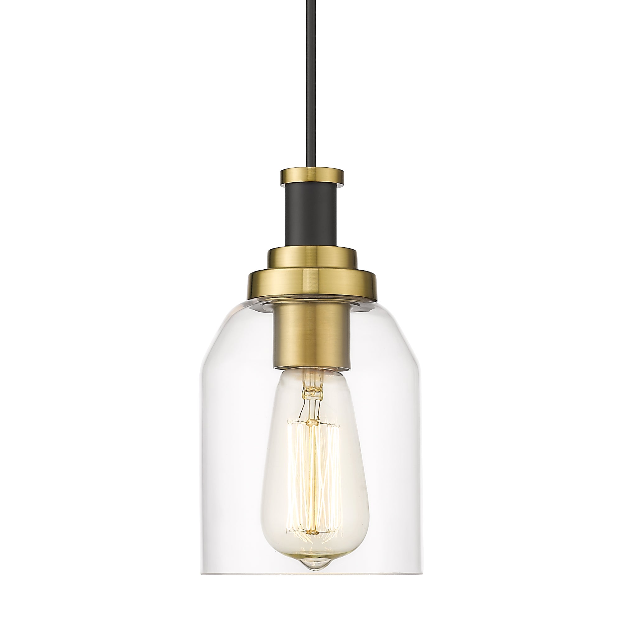 Matte Black & Gold Glass & Metal - 4.7'' 1-Light  Modern Gold Pendant Light - USAG00273