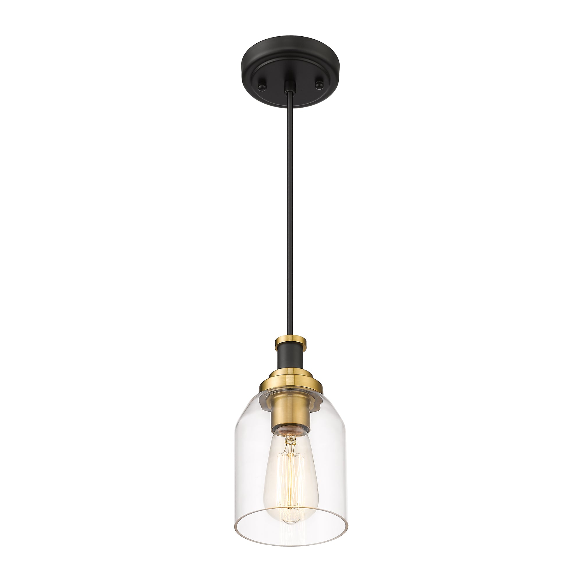 Matte Black & Gold Glass & Metal - 4.7'' 1-Light  Modern Gold Pendant Light - USAG00273