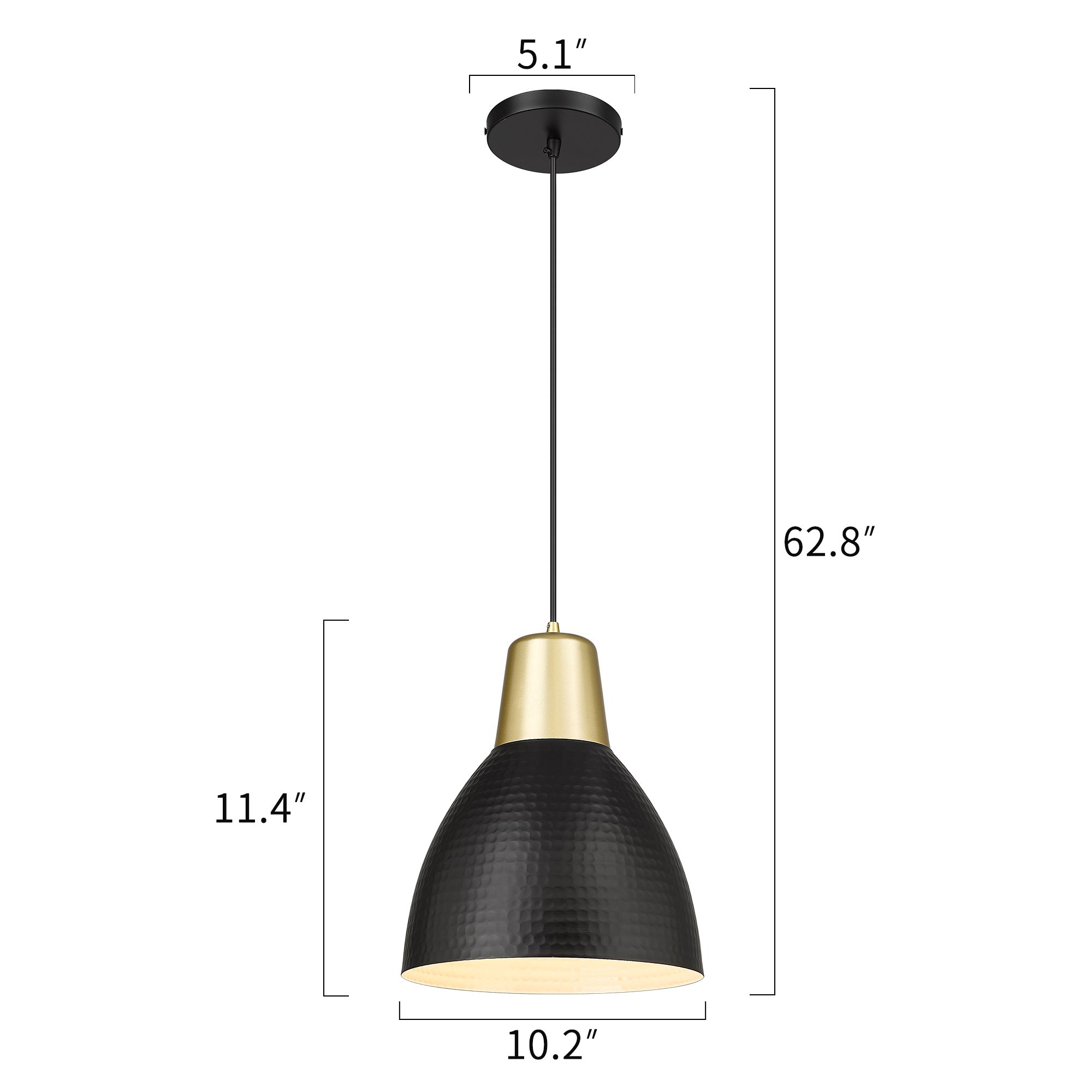 Black & Gold Metal - 10'' Black and Gold Dump Pendant Lights - USAG00274