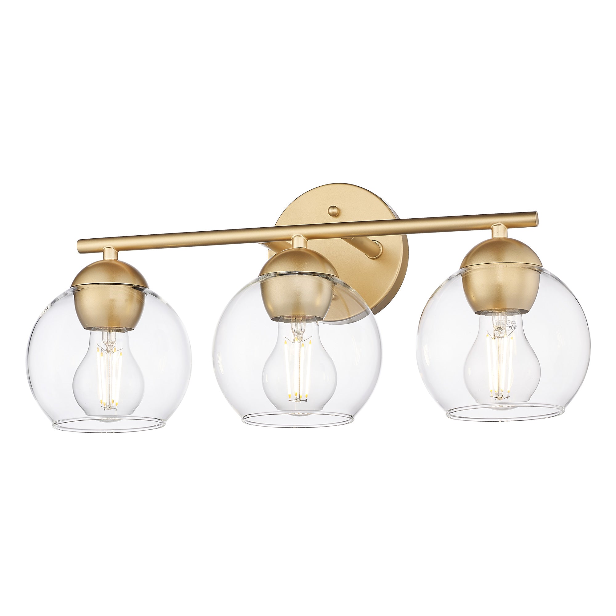 Gold Glass & Metal - 18.5'' 3-Lights Globe Vanity Light - USAG00277