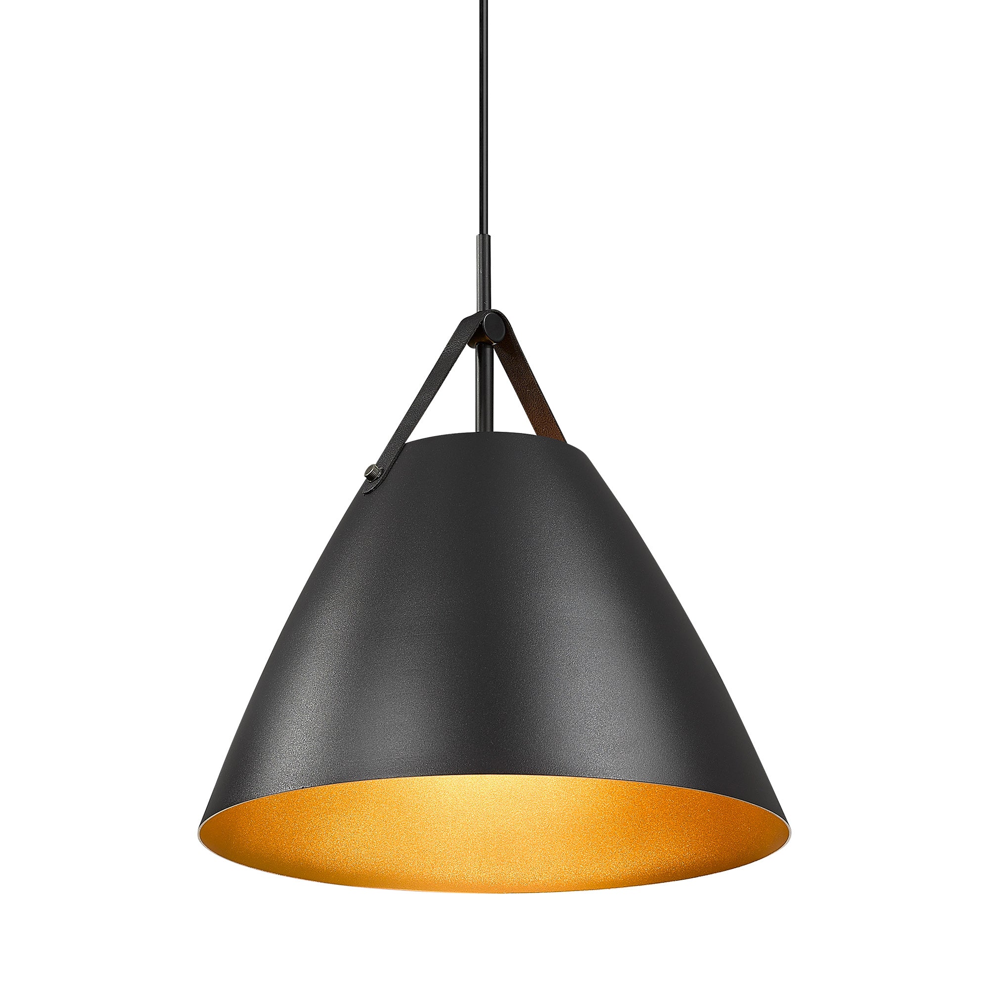 Black & Gold Metal - 14.7'' Black Dump Pendant Lights - USAG00282