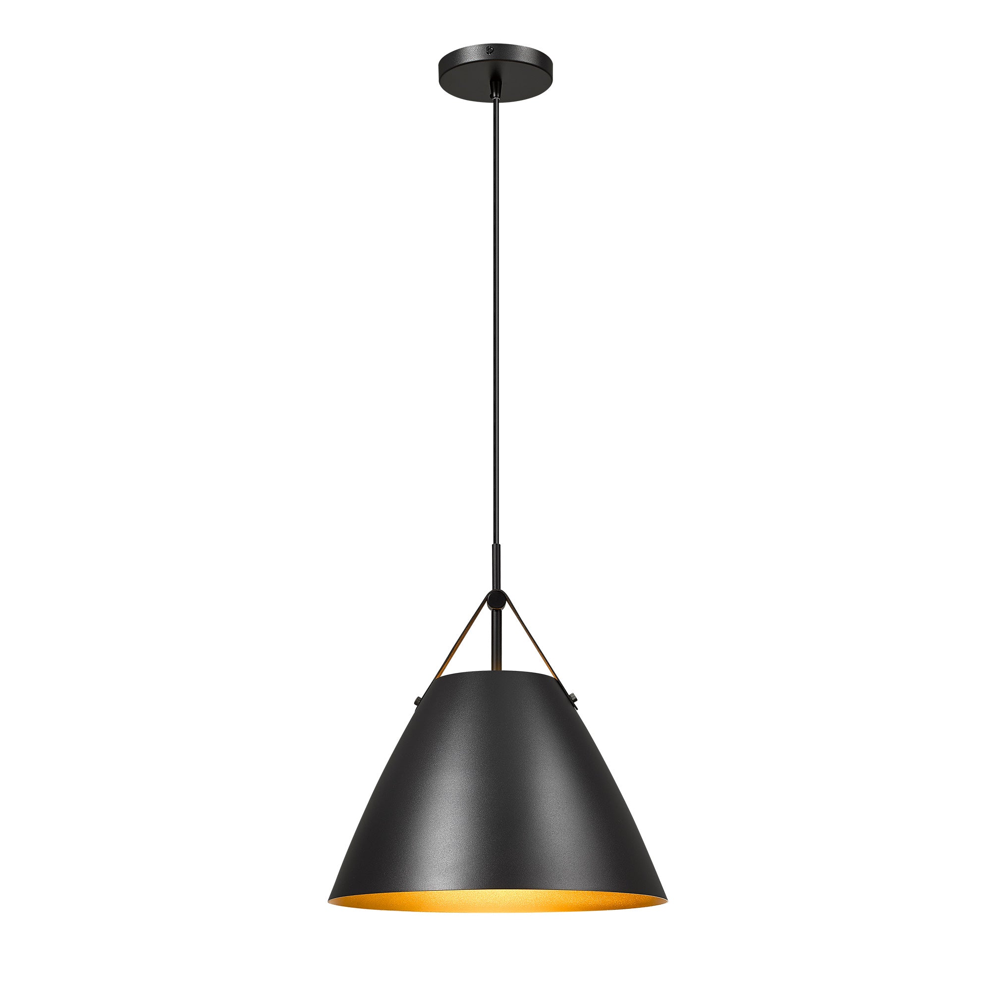 Black & Gold Metal - 14.7'' Black Dump Pendant Lights - USAG00282