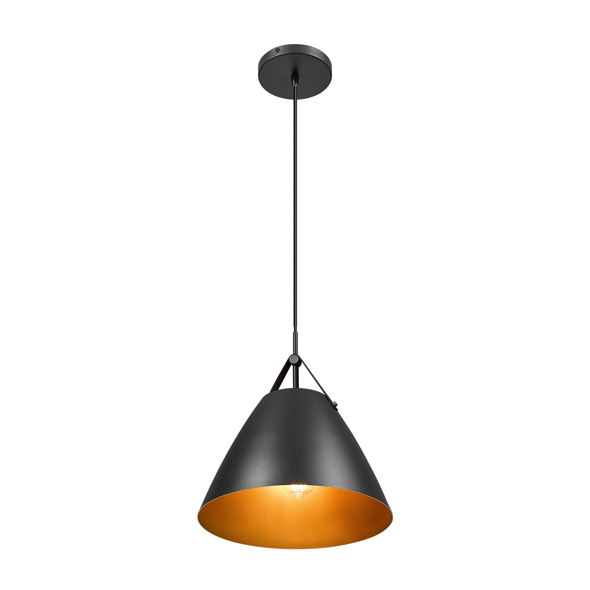 Black & Gold Metal - 14.7'' Black Dump Pendant Lights - USAG00282