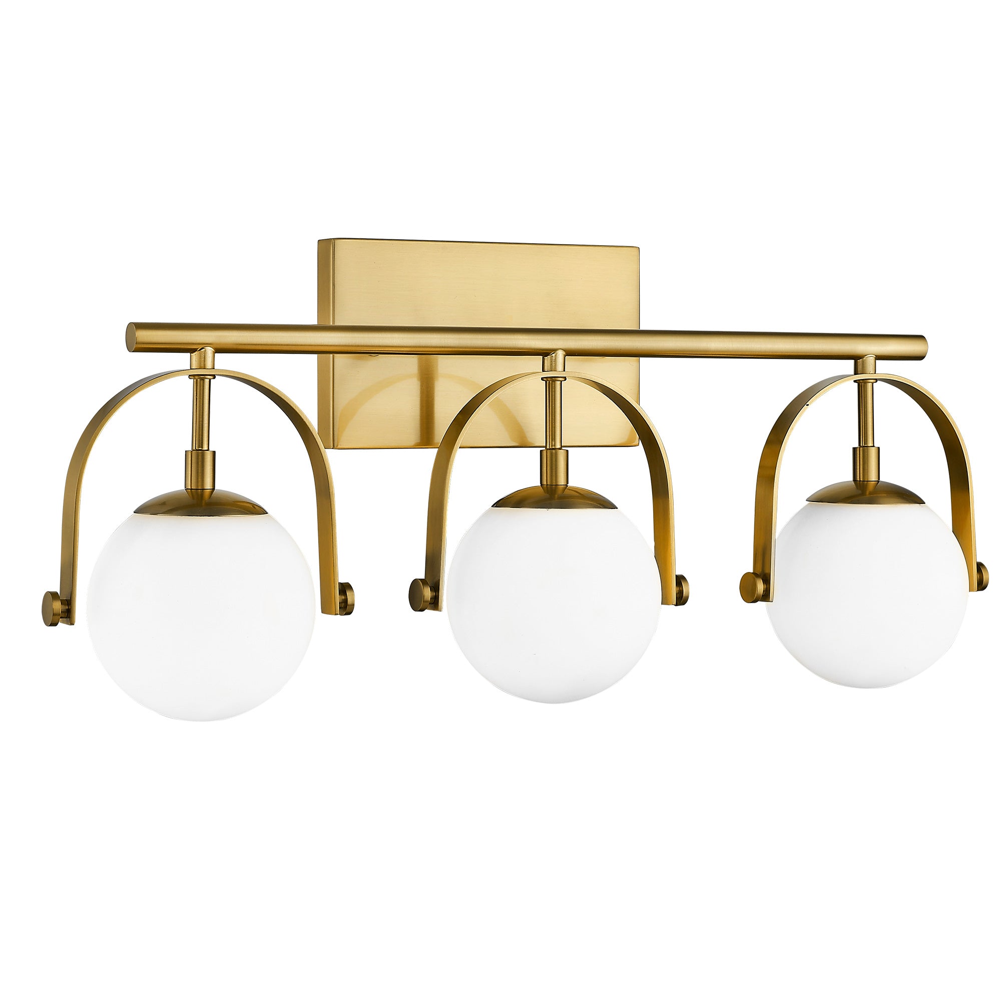 Brushed Gold Glass & Metal - 22.75 Inch 3-Light Bathroom Light Fixtures in Gold Finish with Frosted-Glass Globe Glass Vanity Lights for Bathroom - USAG00285