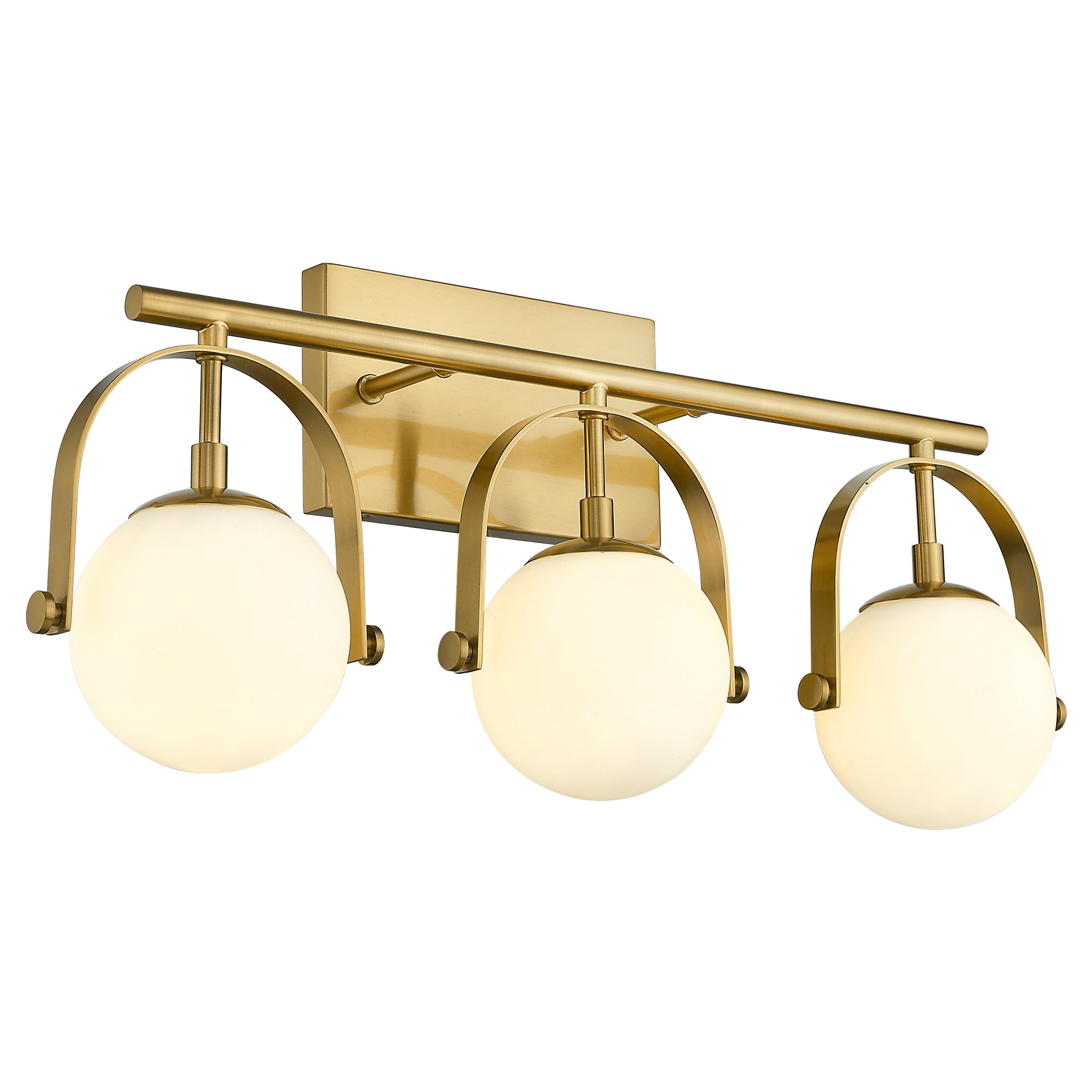 Brushed Gold Glass & Metal - 22.75 Inch 3-Light Bathroom Light Fixtures in Gold Finish with Frosted-Glass Globe Glass Vanity Lights for Bathroom - USAG00285