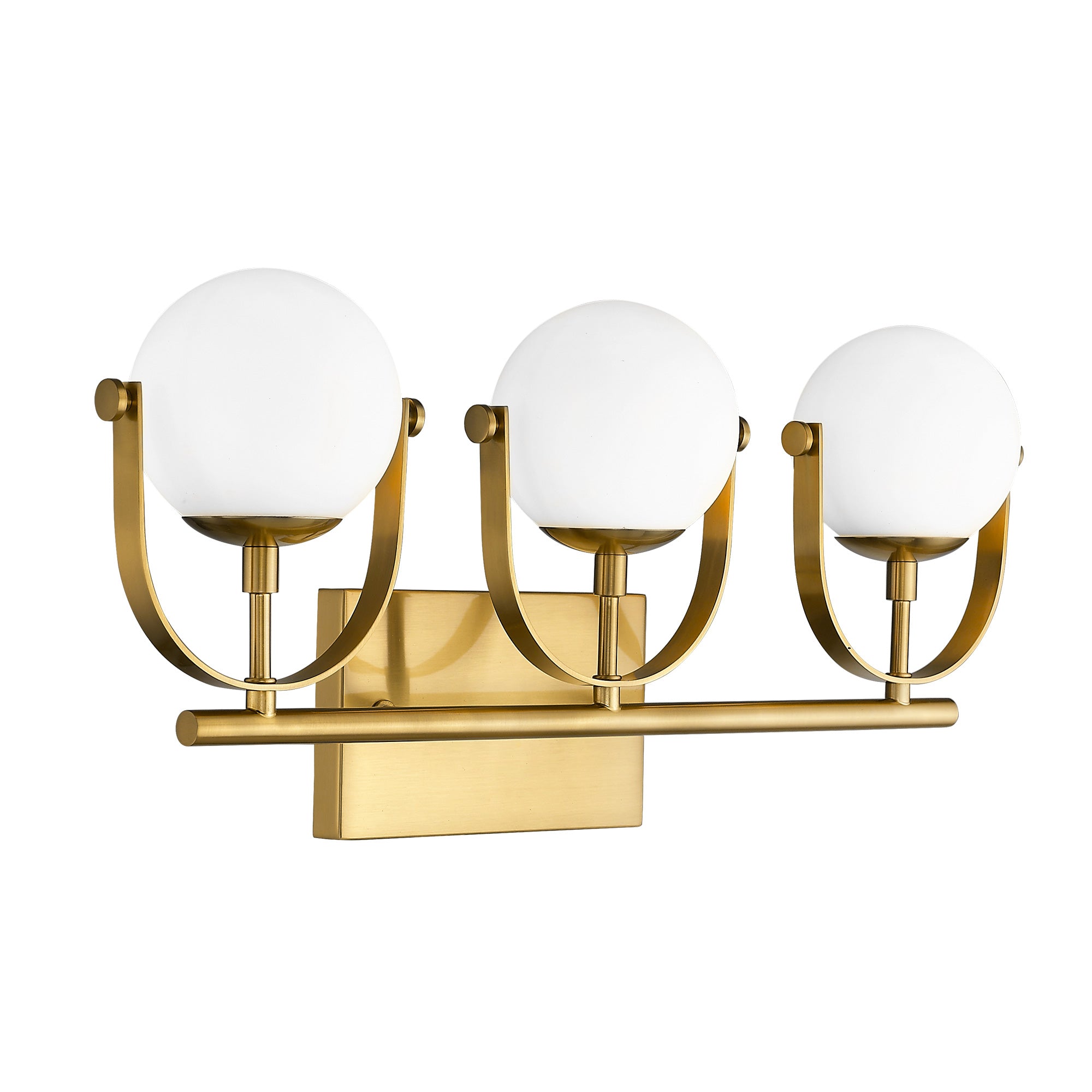 Brushed Gold Glass & Metal - 22.75 Inch 3-Light Bathroom Light Fixtures in Gold Finish with Frosted-Glass Globe Glass Vanity Lights for Bathroom - USAG00285