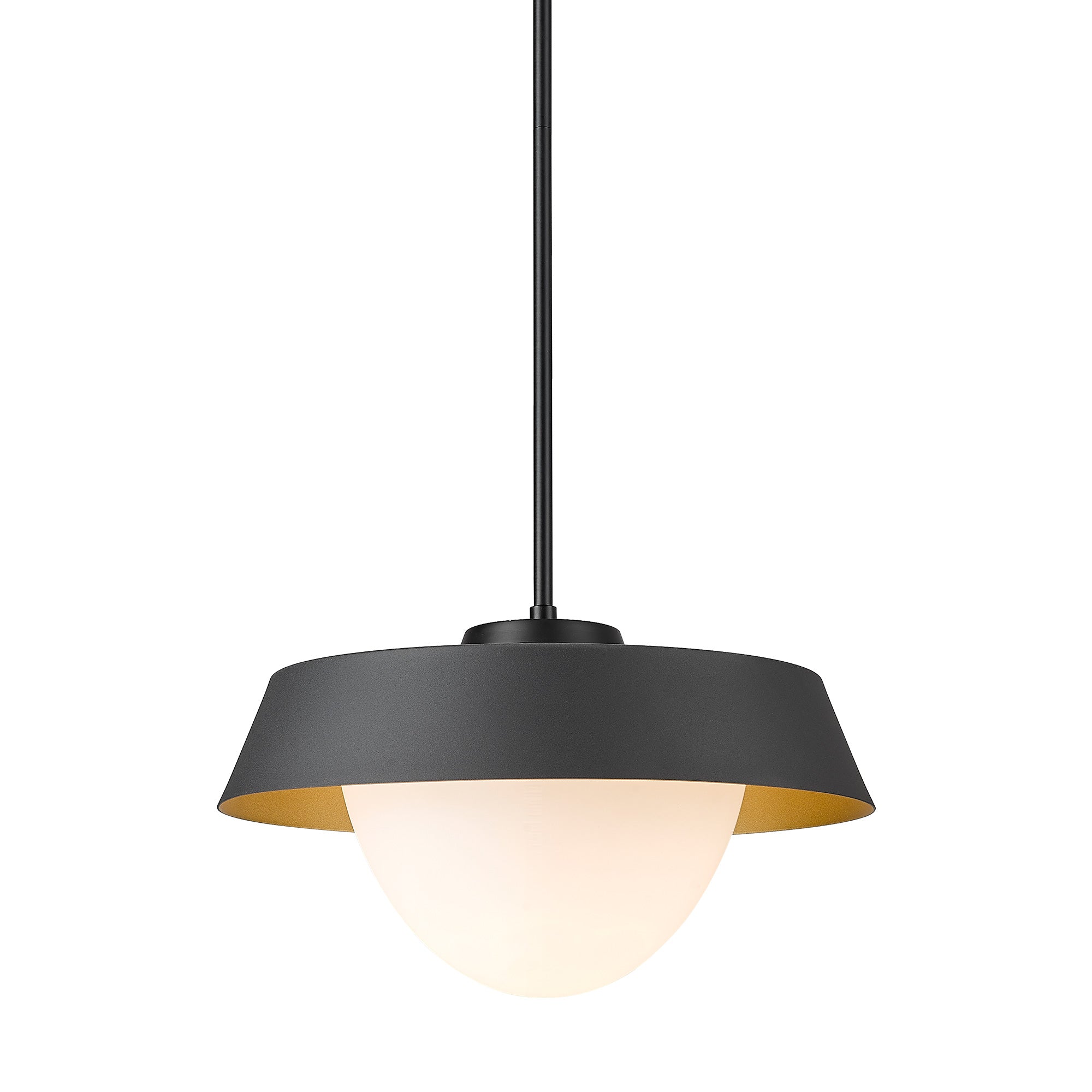 Matte Black Glass & Metal - 15'' Black Pendant Lights - USAG00286