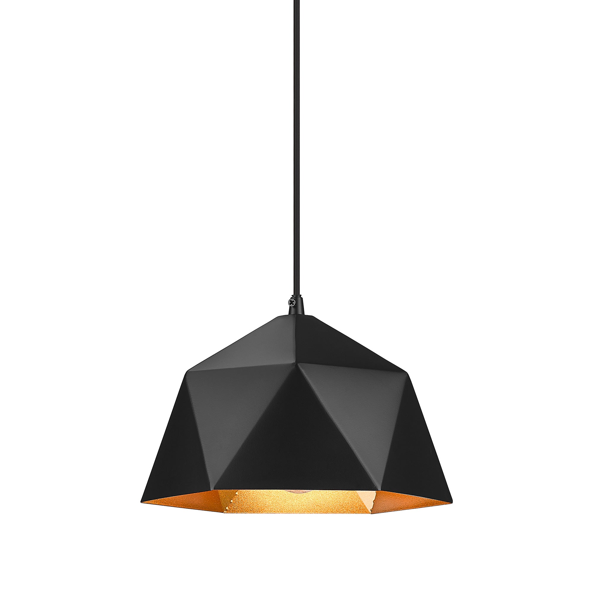 Black & Gold Glass & Metal - 8.3'' Black Geometric Pendant Lights - USAG00289