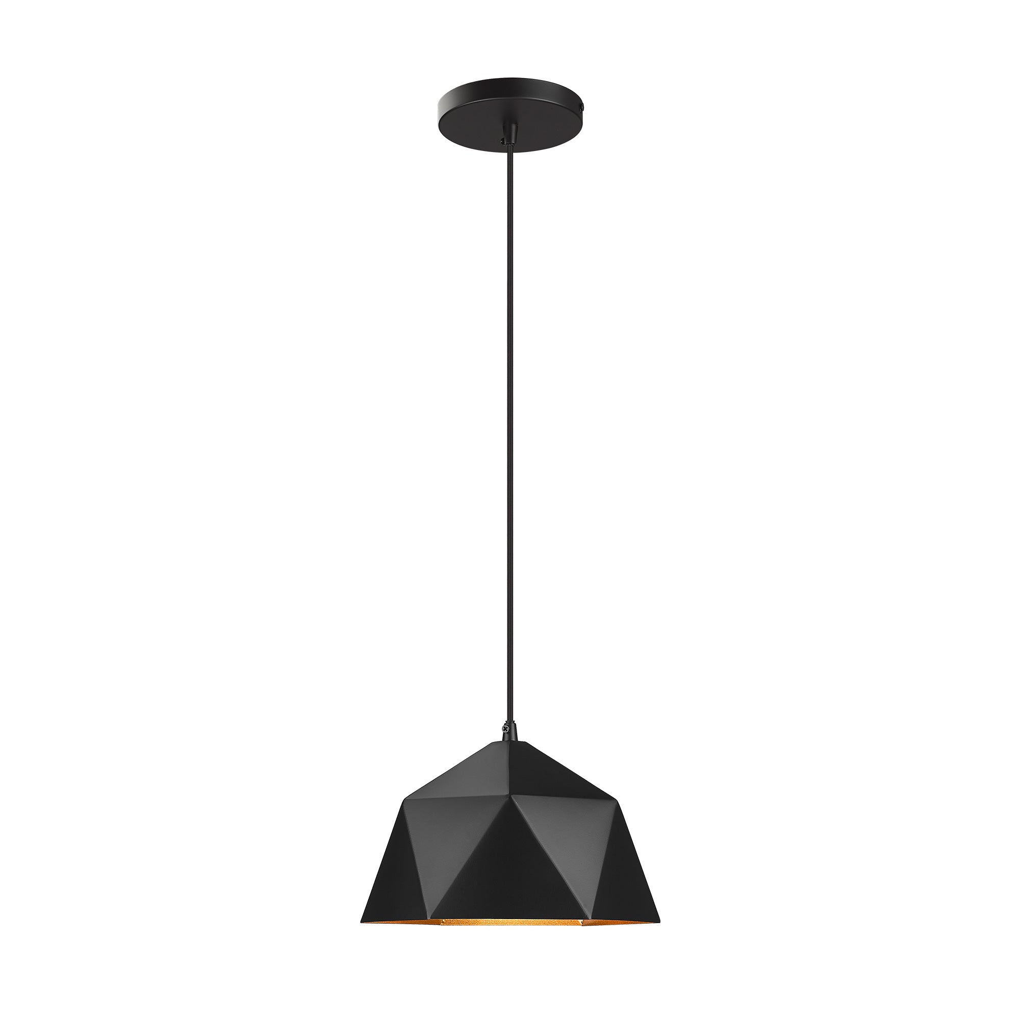 Black & Gold Glass & Metal - 8.3'' Black Geometric Pendant Lights - USAG00289