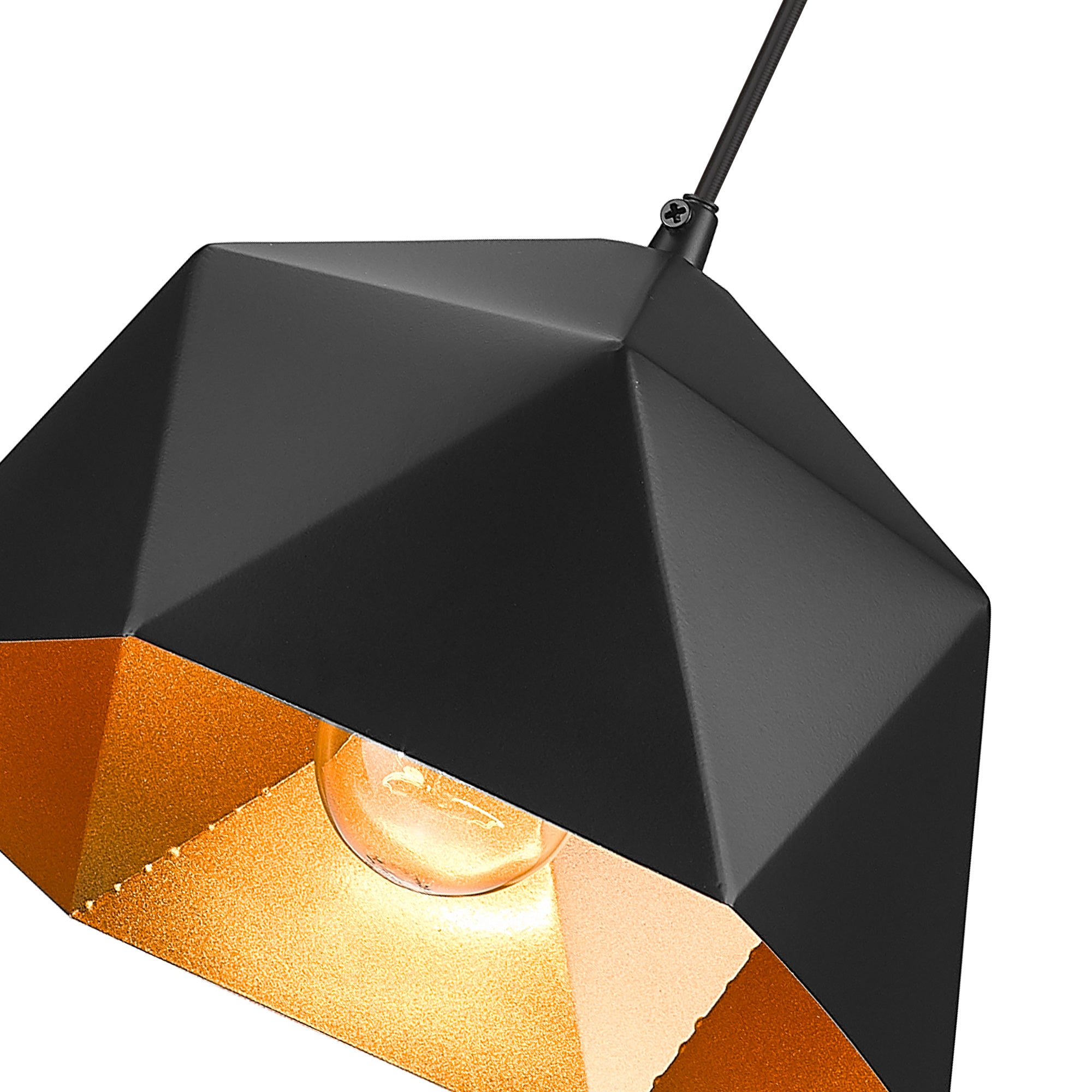 Black & Gold Glass & Metal - 8.3'' Black Geometric Pendant Lights - USAG00289