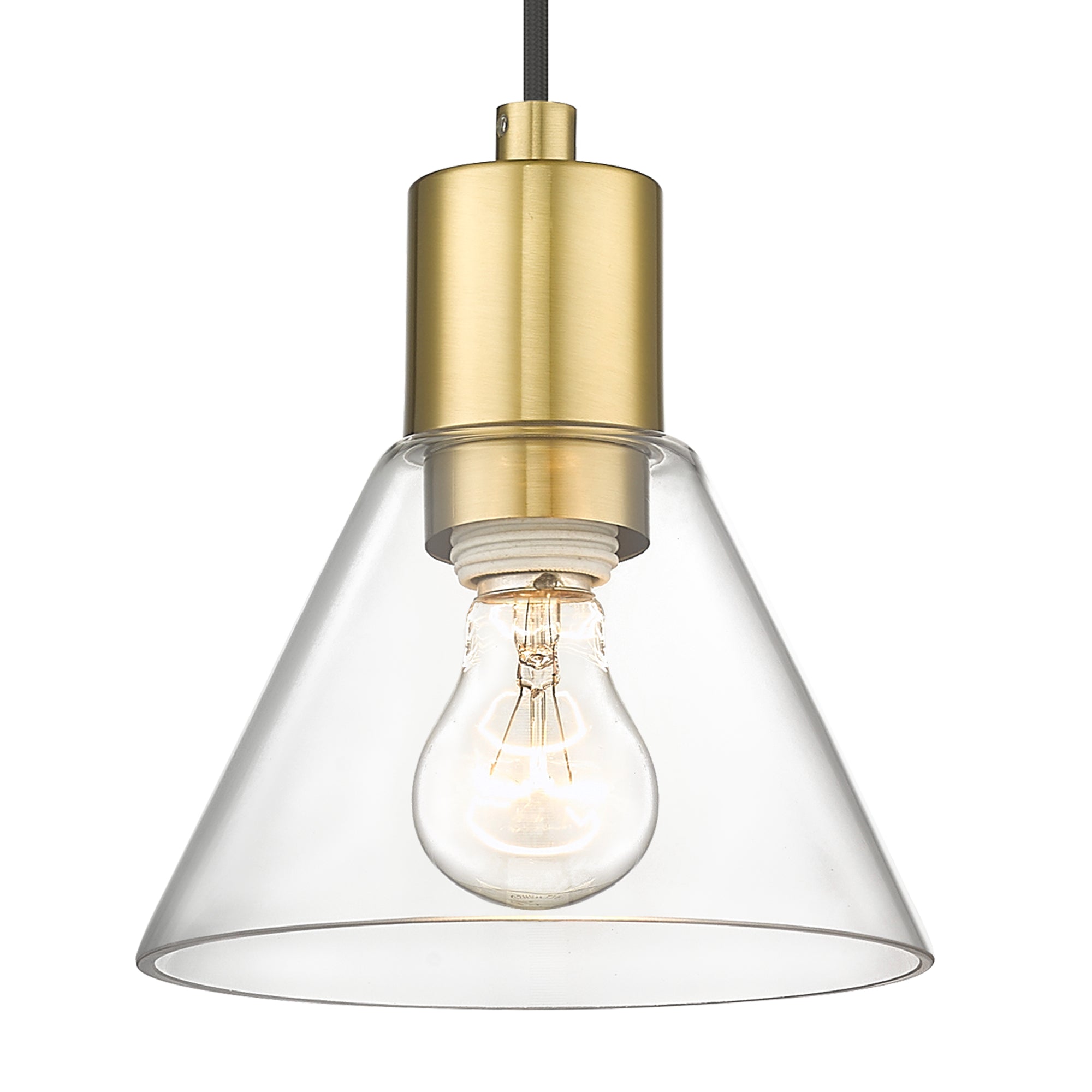 Modern Kitchen Island Lighting with Clear Glass Shade in Brushed Gold Finish - 7 inch Pendant Hanging Lights - USAG00290