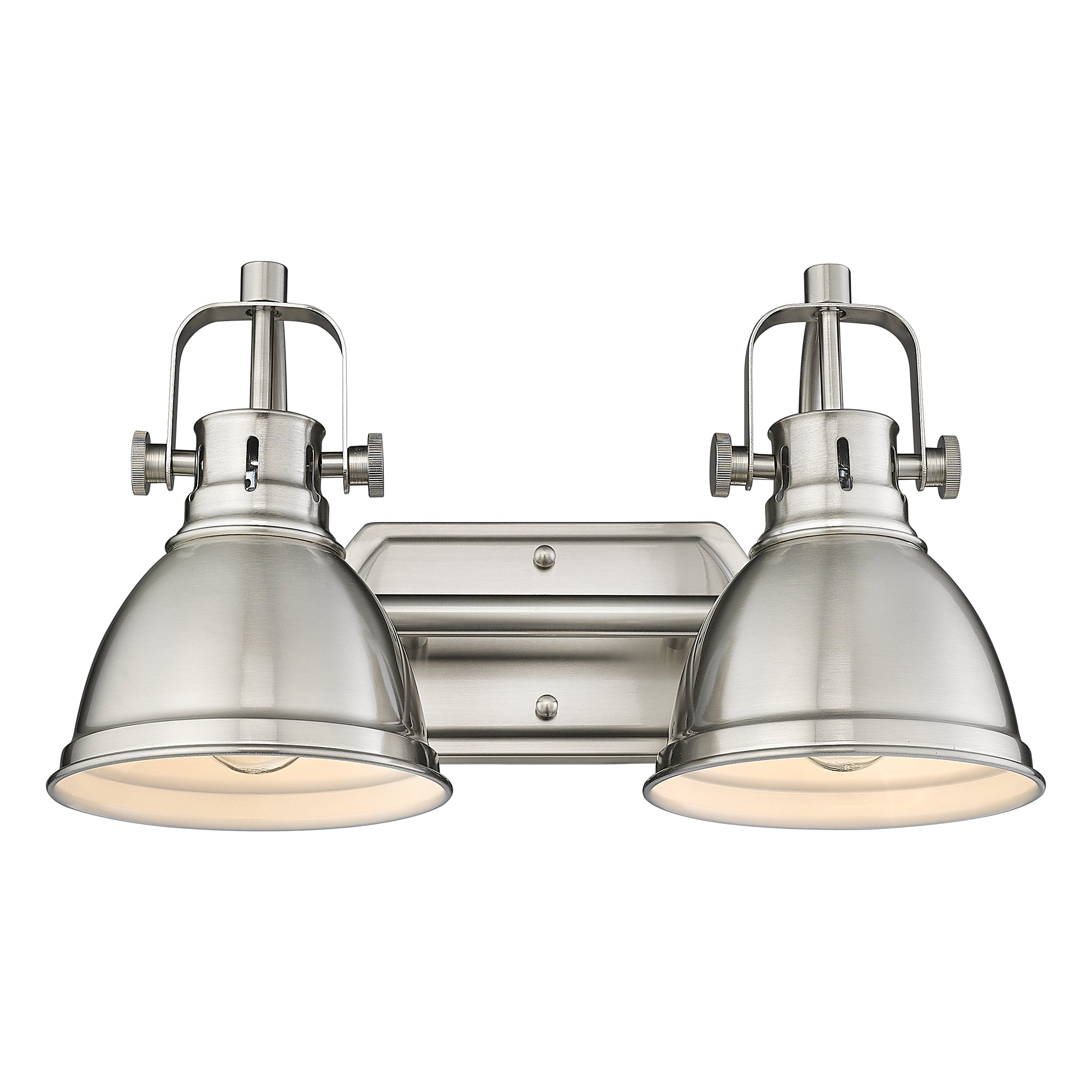 Brushed Nickel Metal - 2-Light Vanity Lights, Modern Bathroom Light Fixture with Metal Shade - USAG00295