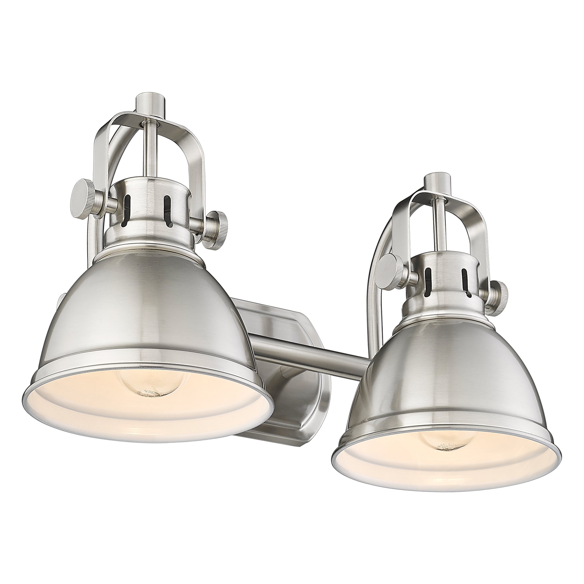 Brushed Nickel Metal - 2-Light Vanity Lights, Modern Bathroom Light Fixture with Metal Shade - USAG00295