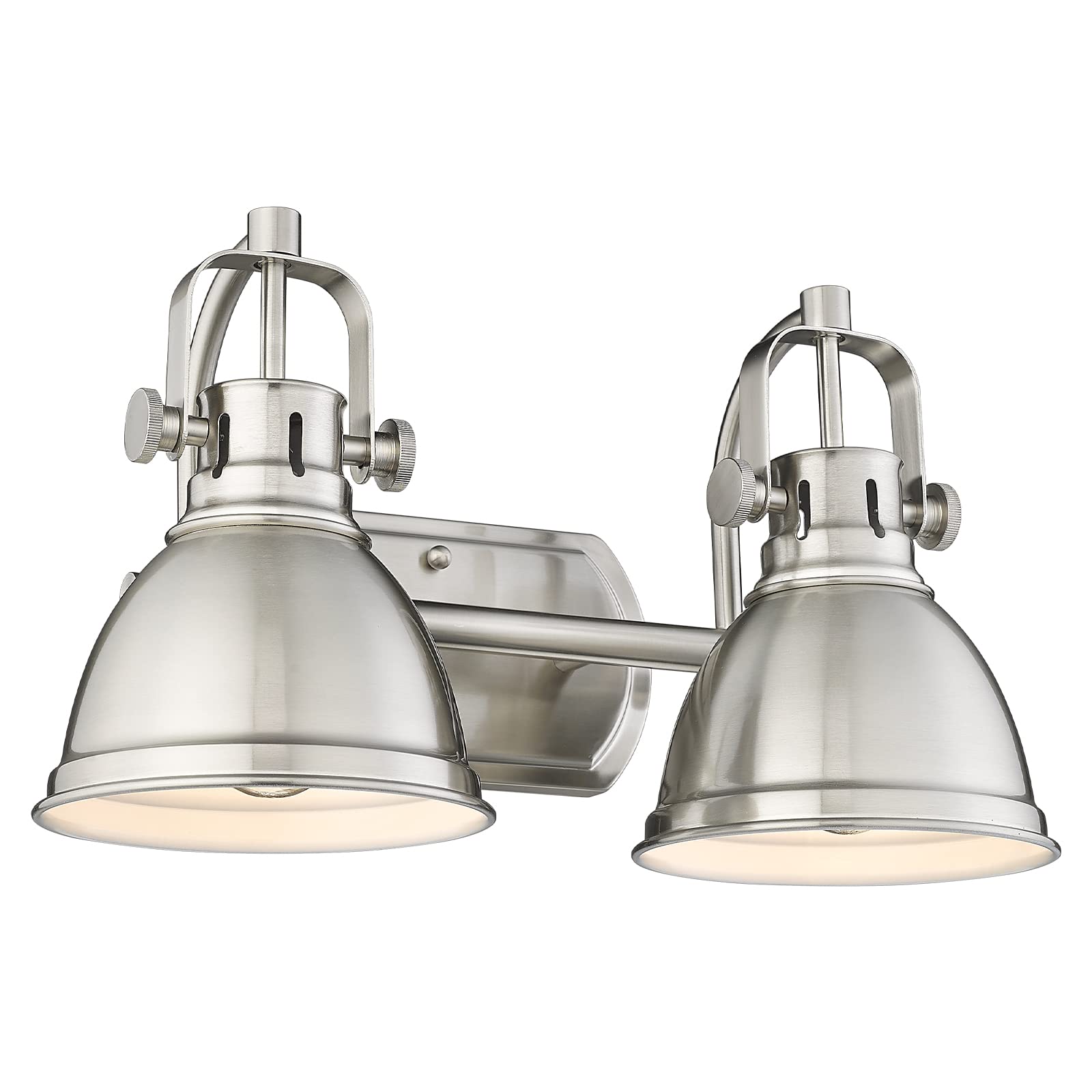 Brushed Nickel Metal - 2-Light Vanity Lights, Modern Bathroom Light Fixture with Metal Shade - USAG00295