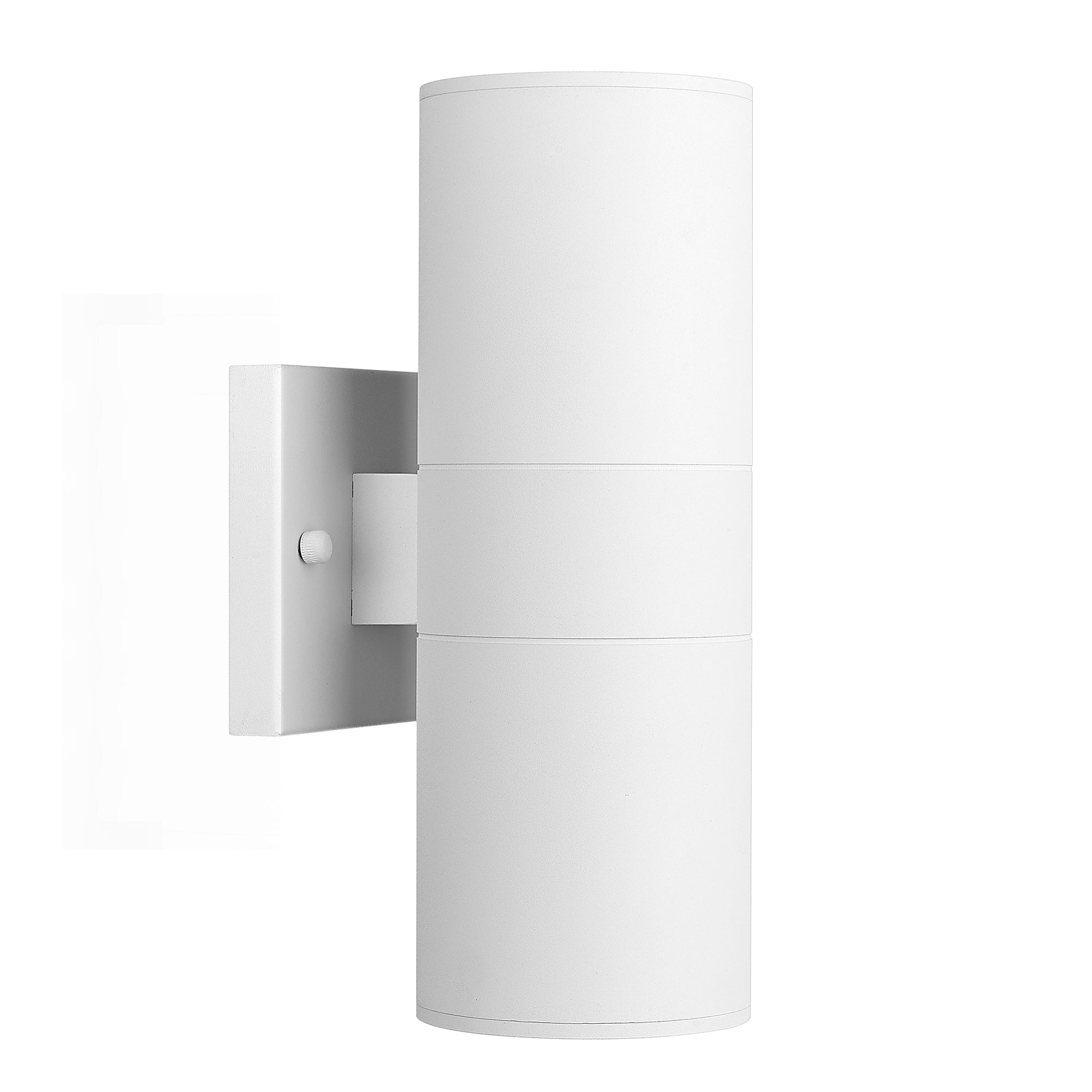 2 Packs Cylinder White with Tempered Glass Cover - 11 inch Outdoor Wall Lights Exterior Wall Sconces - USAG00296