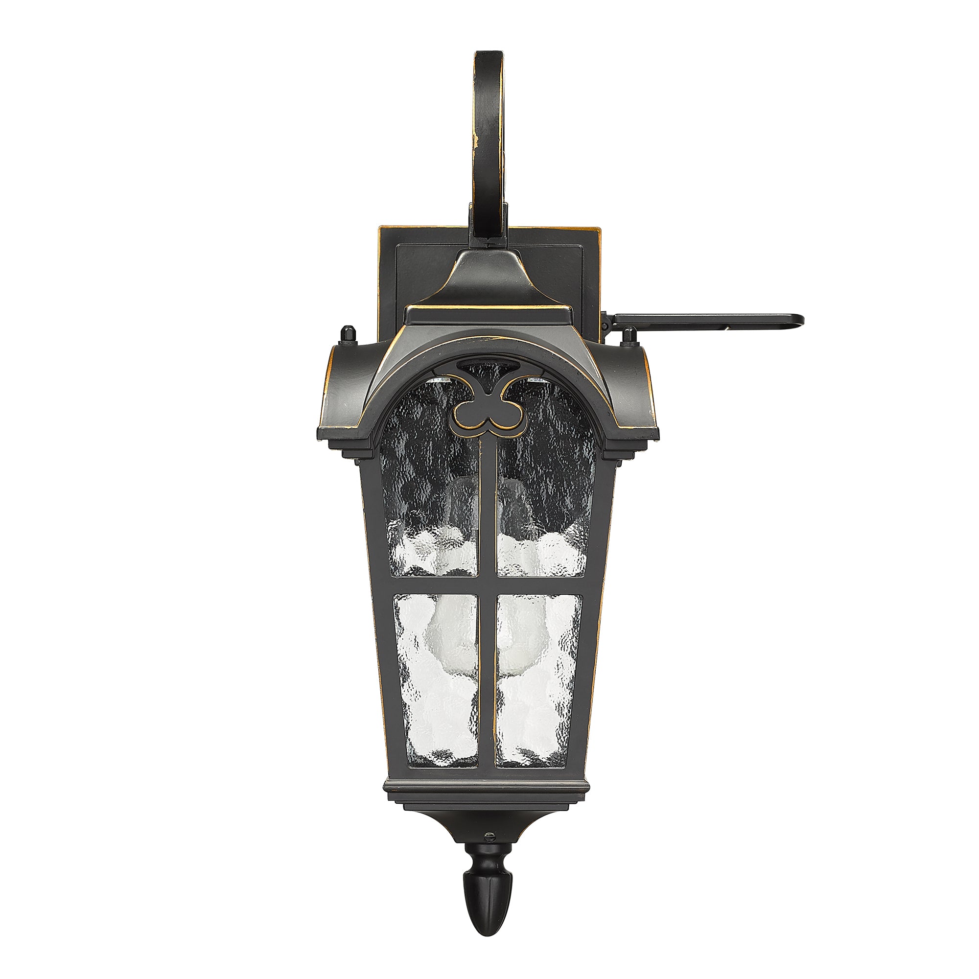 Matte Black Metal - 17'' Outdoor Wall Lantern with Built-in GFCI Outlet - USAG00297