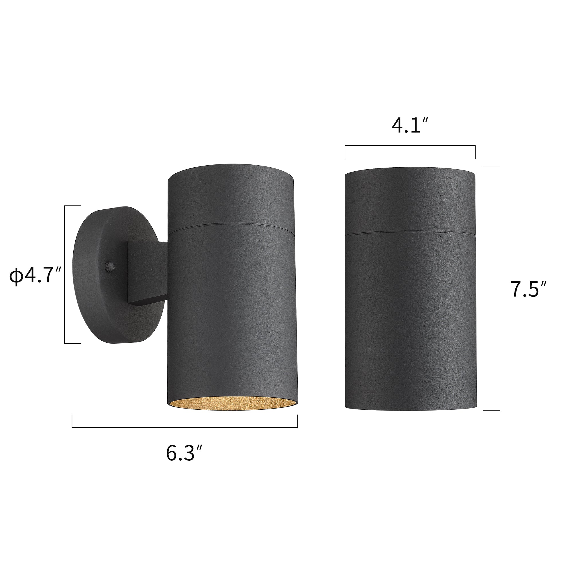 2 Packs Matte Black Metal Cover - 9 inch Outdoor Wall Lights Exterior Wall Sconces - USAG00299