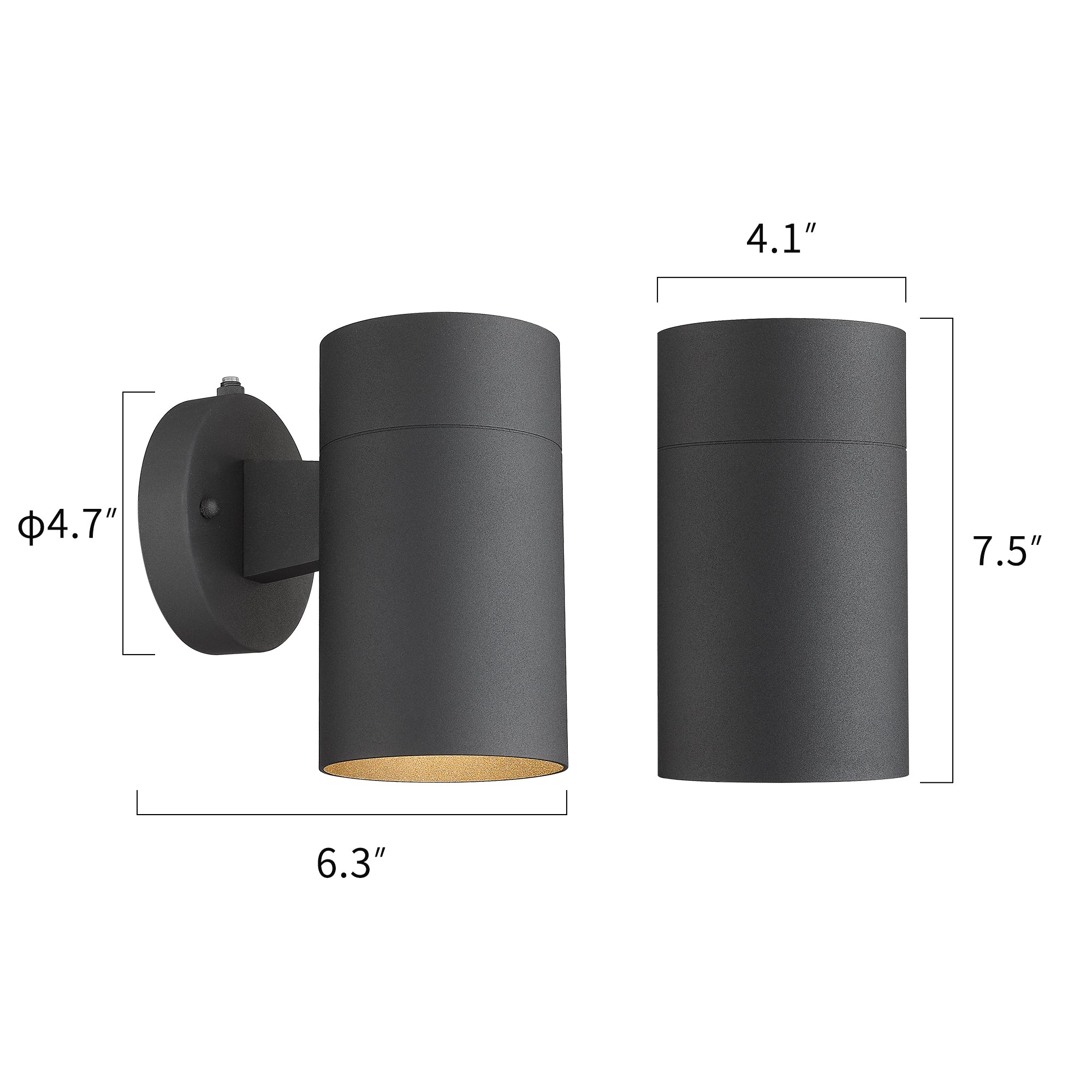 2 Packs Matte Black with Photocell Sensor - 8 inch Outdoor Wall Lights Exterior Wall Sconces - USAG00300