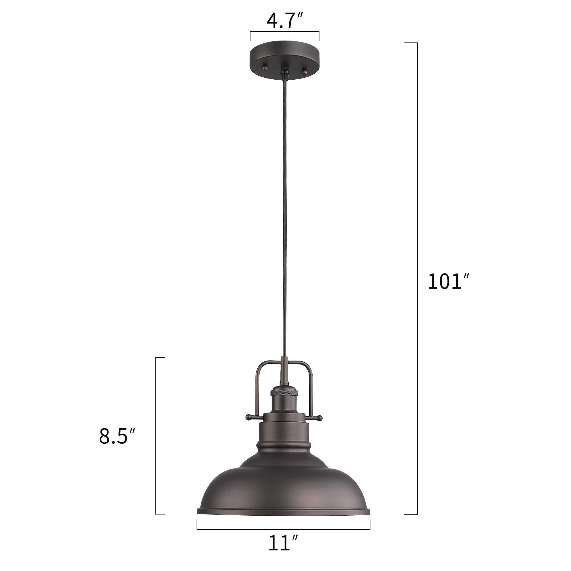 Bronze Metal - 11'' 1-Light Industrial Hanging Light - USAG00306