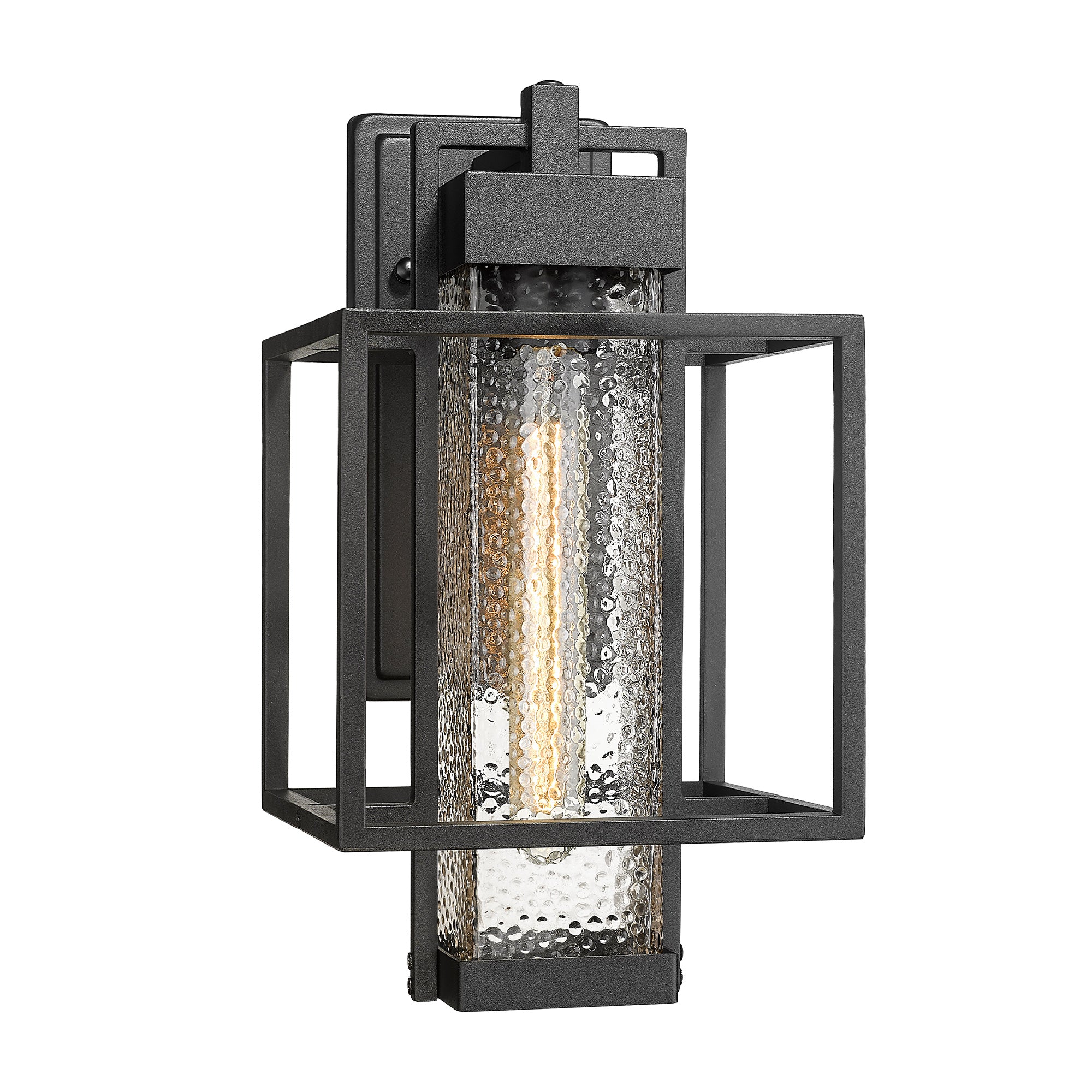 Farmhouse Style in Black Finish with Bubble Glass - 15 inch Modern Outdoor Lighting Fixtures Outdoor Wall Sconce - USAG00308