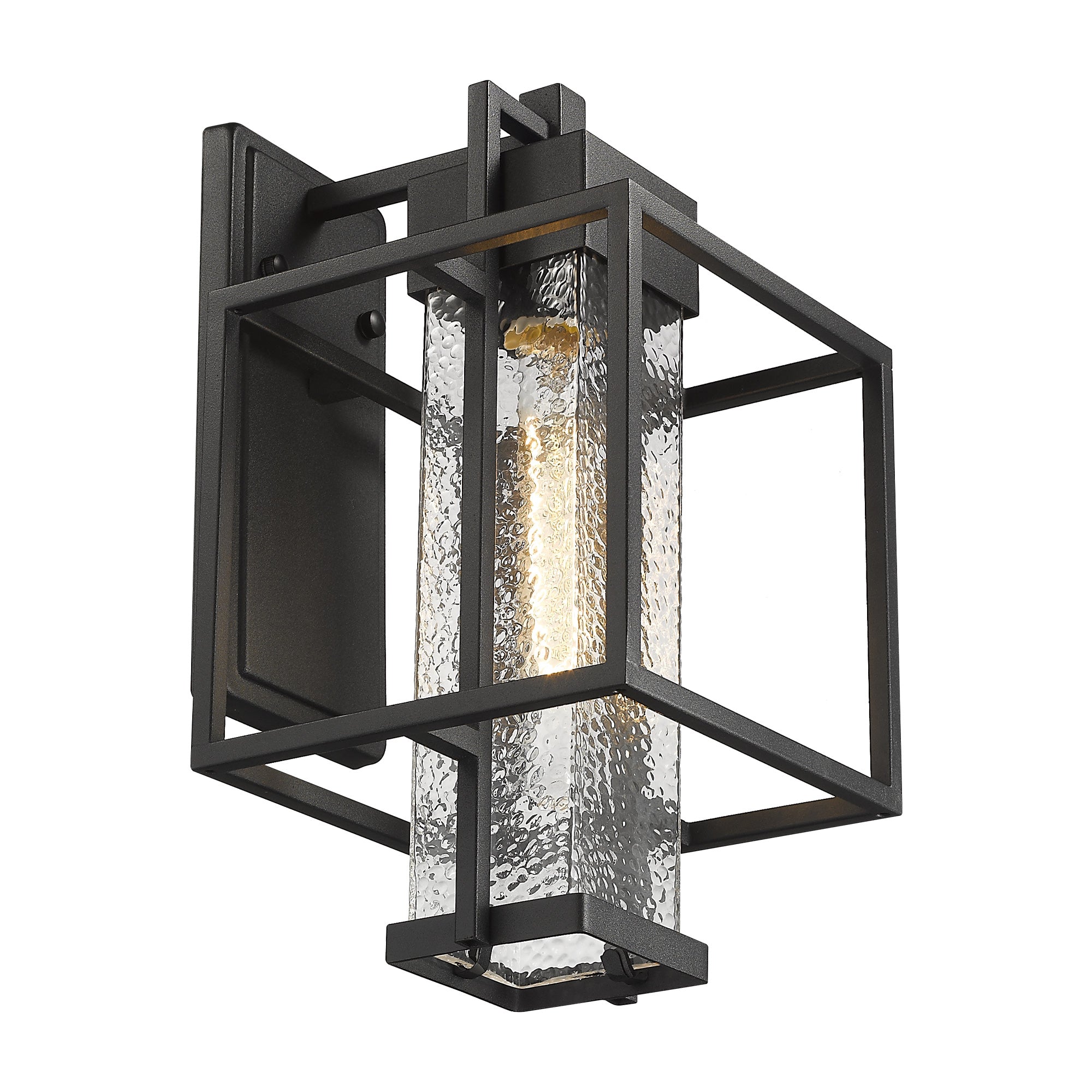 Farmhouse Style in Black Finish with Bubble Glass - 15 inch Modern Outdoor Lighting Fixtures Outdoor Wall Sconce - USAG00308