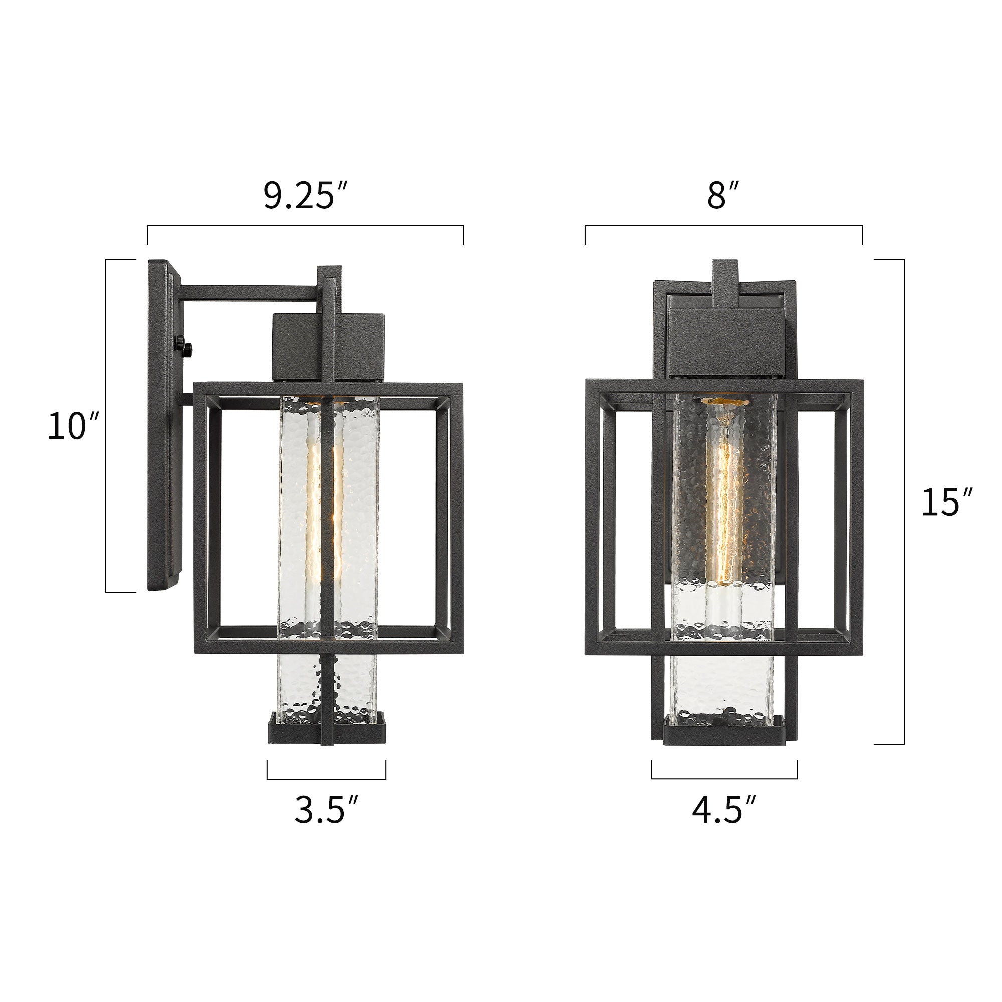 Farmhouse Style in Black Finish with Bubble Glass - 15 inch Modern Outdoor Lighting Fixtures Outdoor Wall Sconce - USAG00308