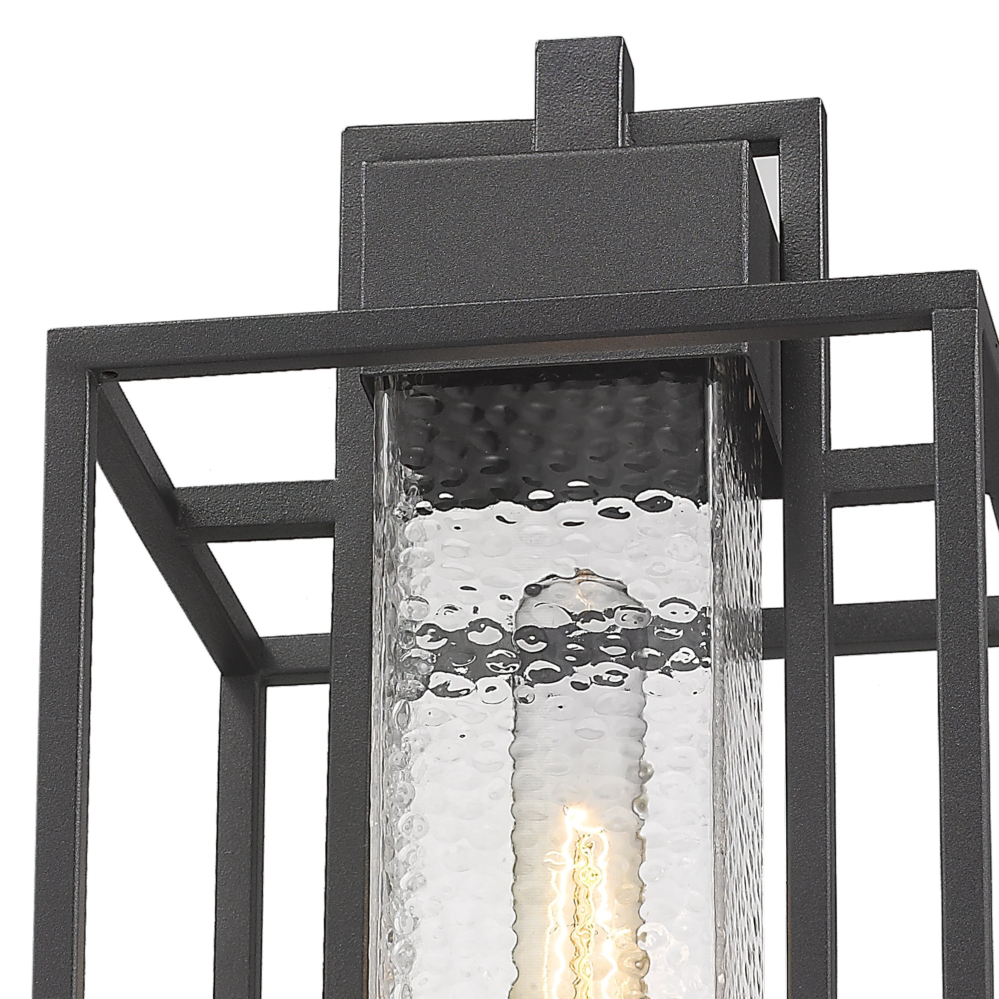 Pier Light with Bubble Glass Shade Black Finish - 19 inch Outdoor Post Light Fixture - USAG00309