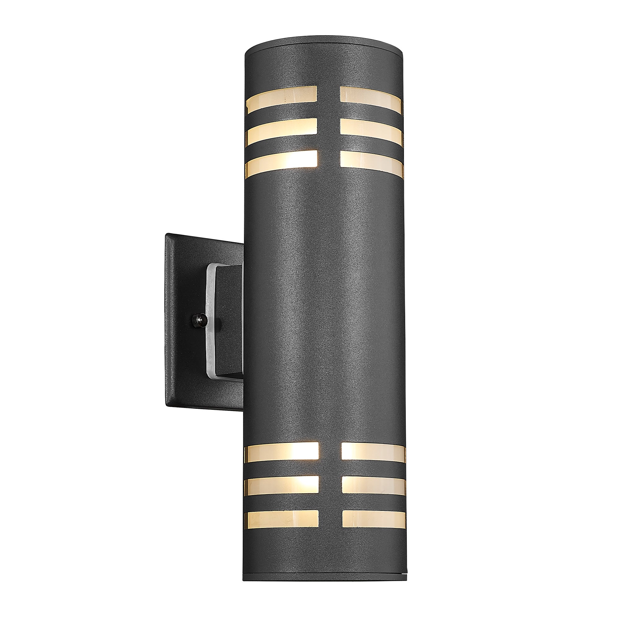 Black Cylinder with Stainless Steel and Toughened Glass - 13 inch Outdoor Wall Light for Porch - USAG00314