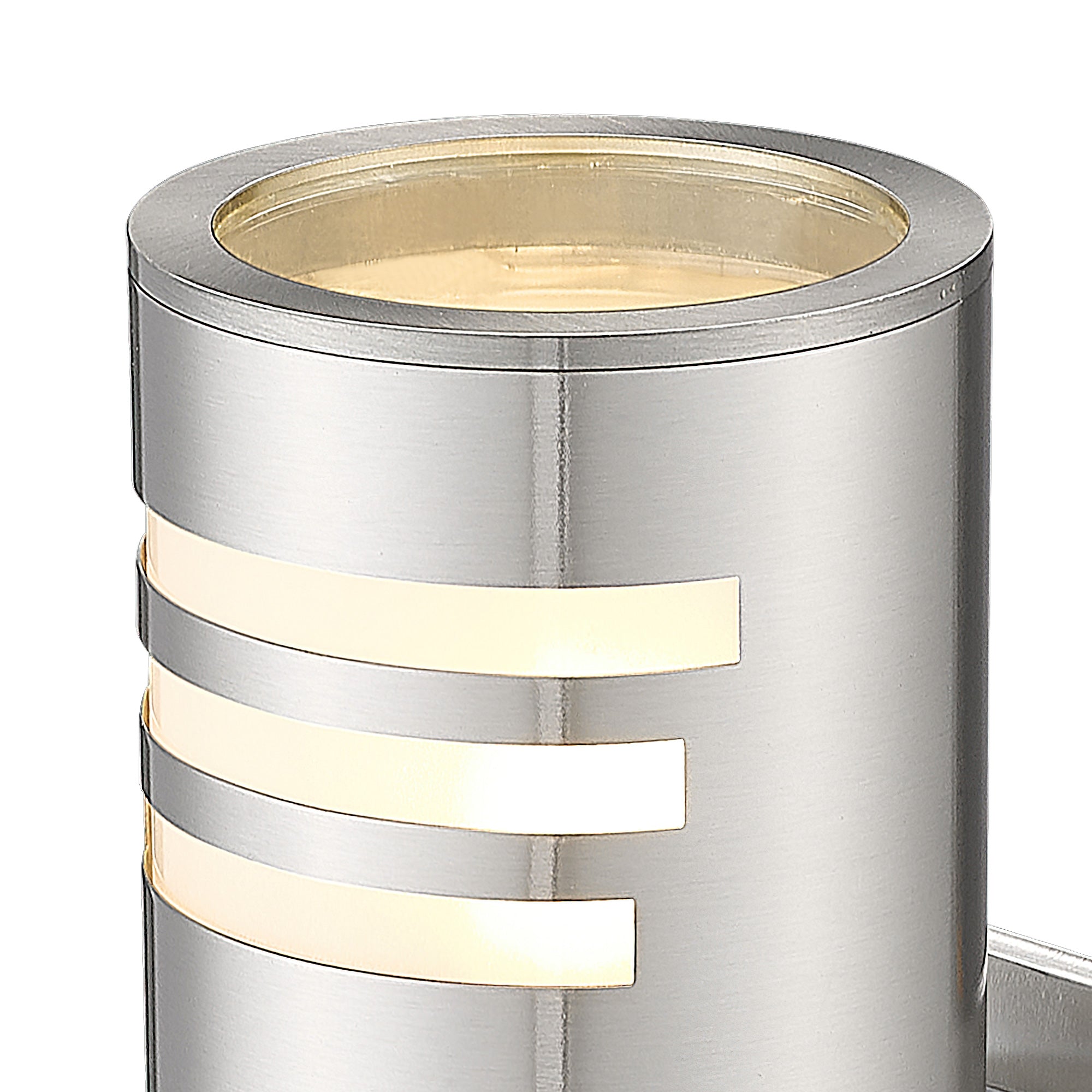 Brushed Nickel Cylinder with Stainless Steel and Toughened Glass - 13 inch Outdoor Wall Light for Porch - USAG00316