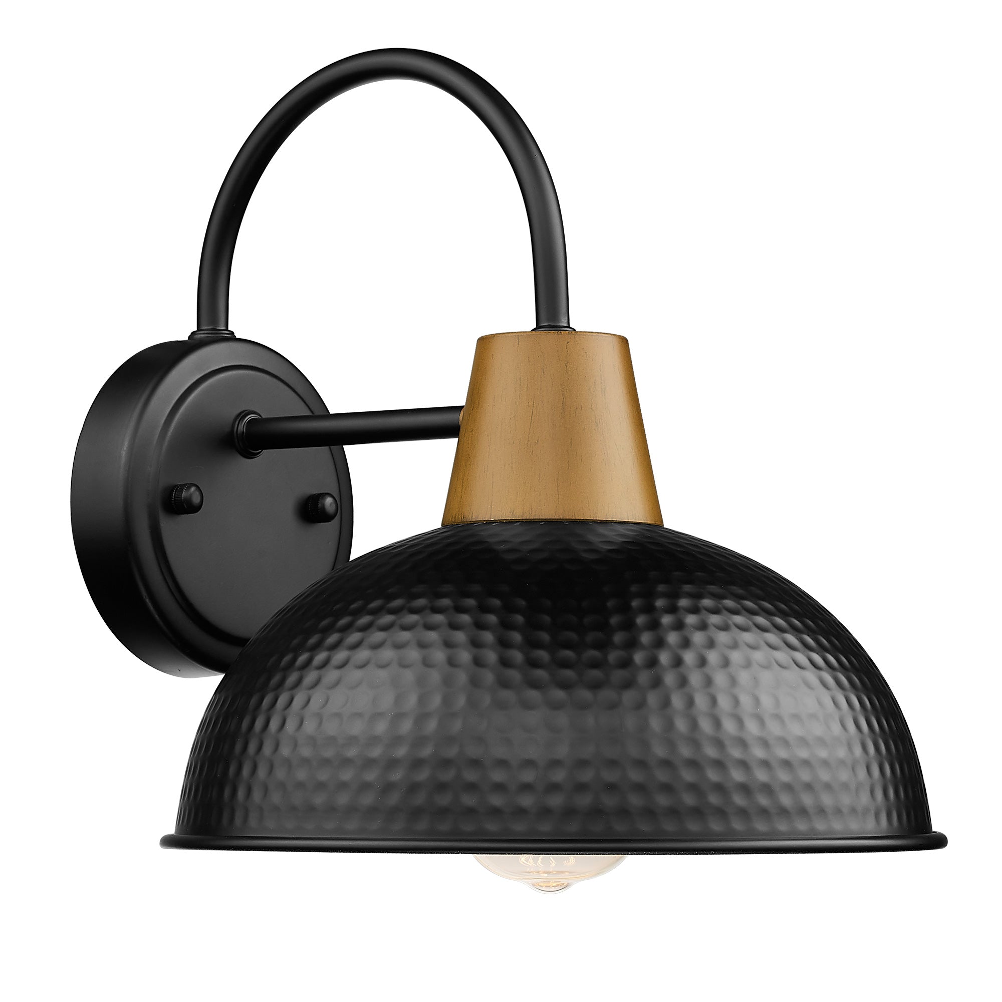 Modern Black Gooseneck Barn Lights with Hammered Metal Shade - 10.2 inch Outdoor Wall Lights - USAG00319