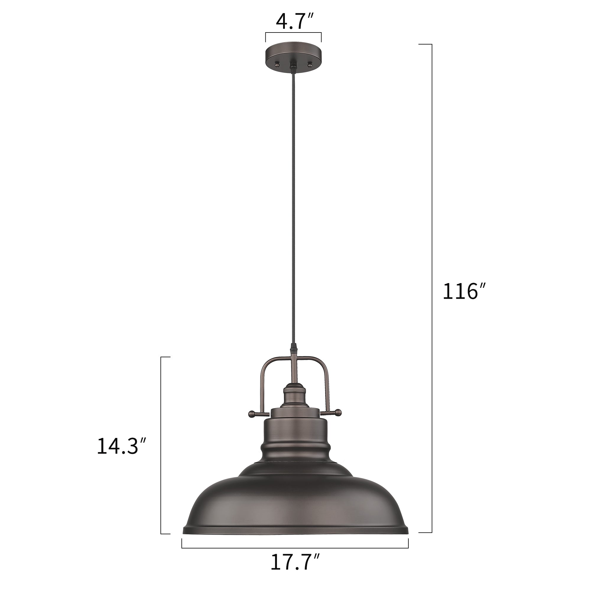 Bronze Metal - 11'' 1-Light Industrial Hanging Light - USAG00321