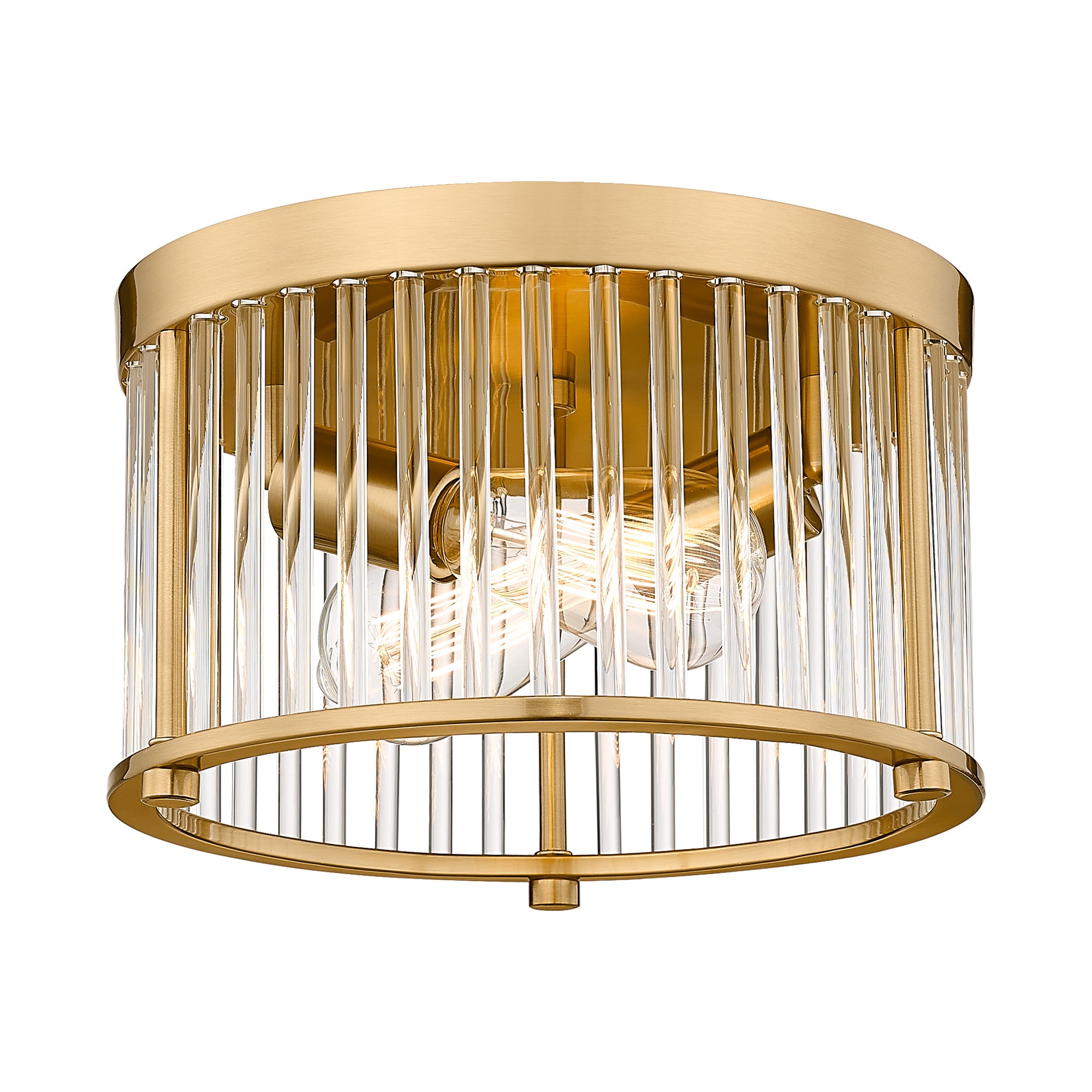 Modern Flush Mount Light Fixture in Brass Gold Finish - 11 inch 2-Light Close to Ceiling Light Fixtures - USAG00322