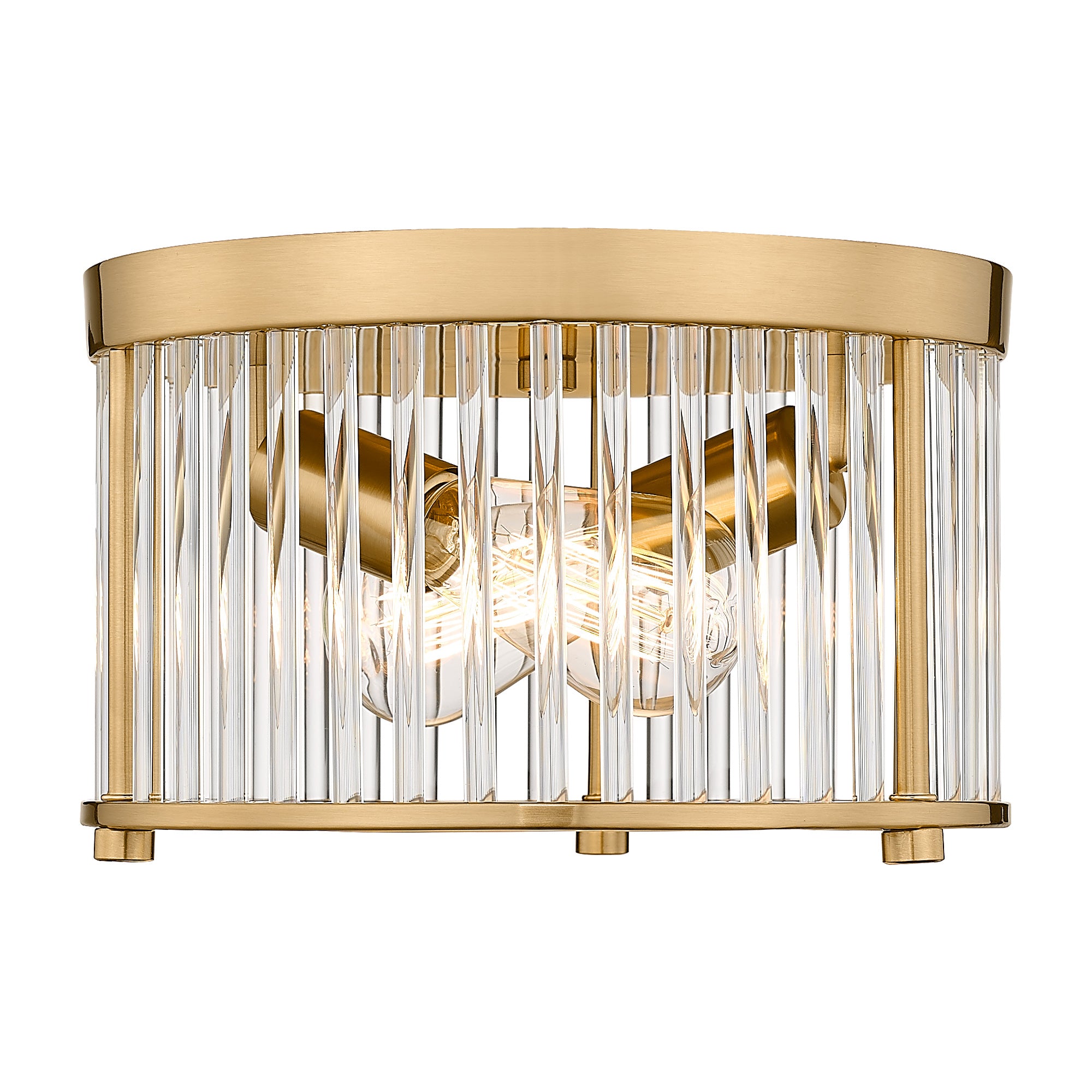 Modern Flush Mount Light Fixture in Brass Gold Finish - 11 inch 2-Light Close to Ceiling Light Fixtures - USAG00322