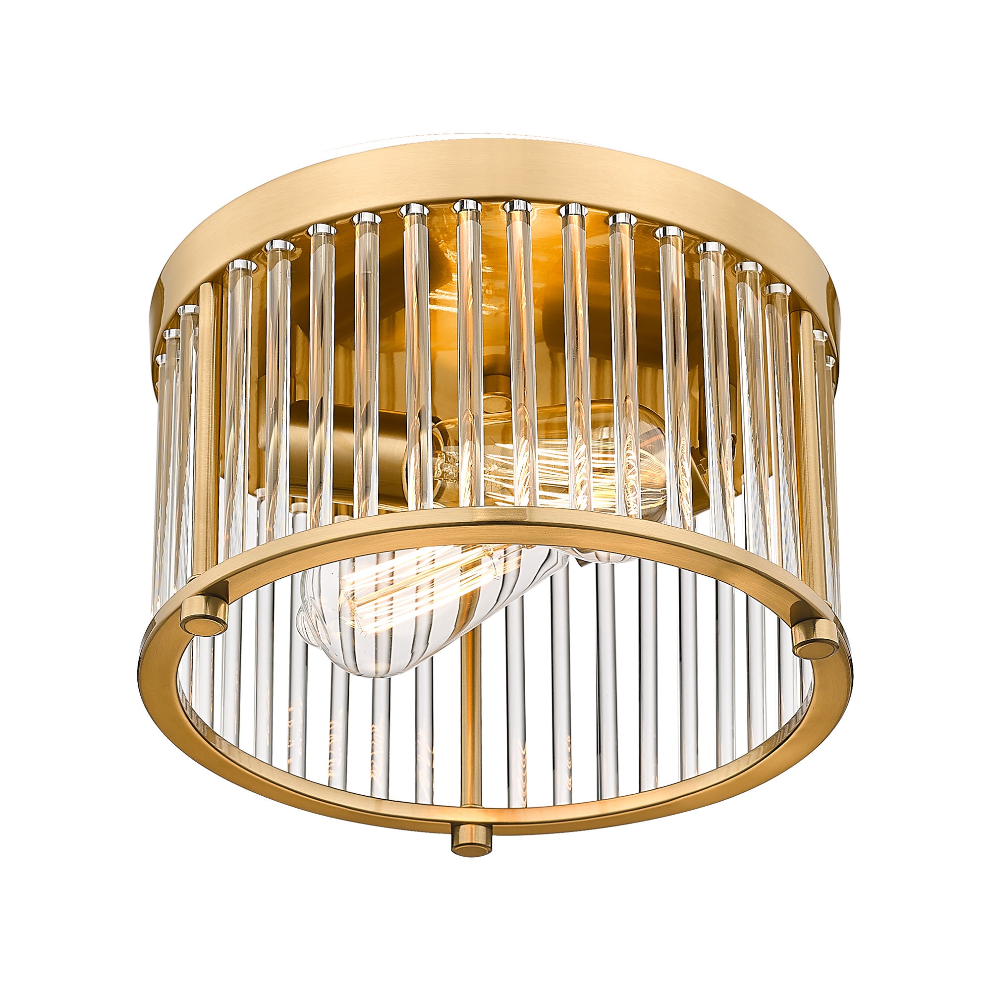 Modern Flush Mount Light Fixture in Brass Gold Finish - 11 inch 2-Light Close to Ceiling Light Fixtures - USAG00322