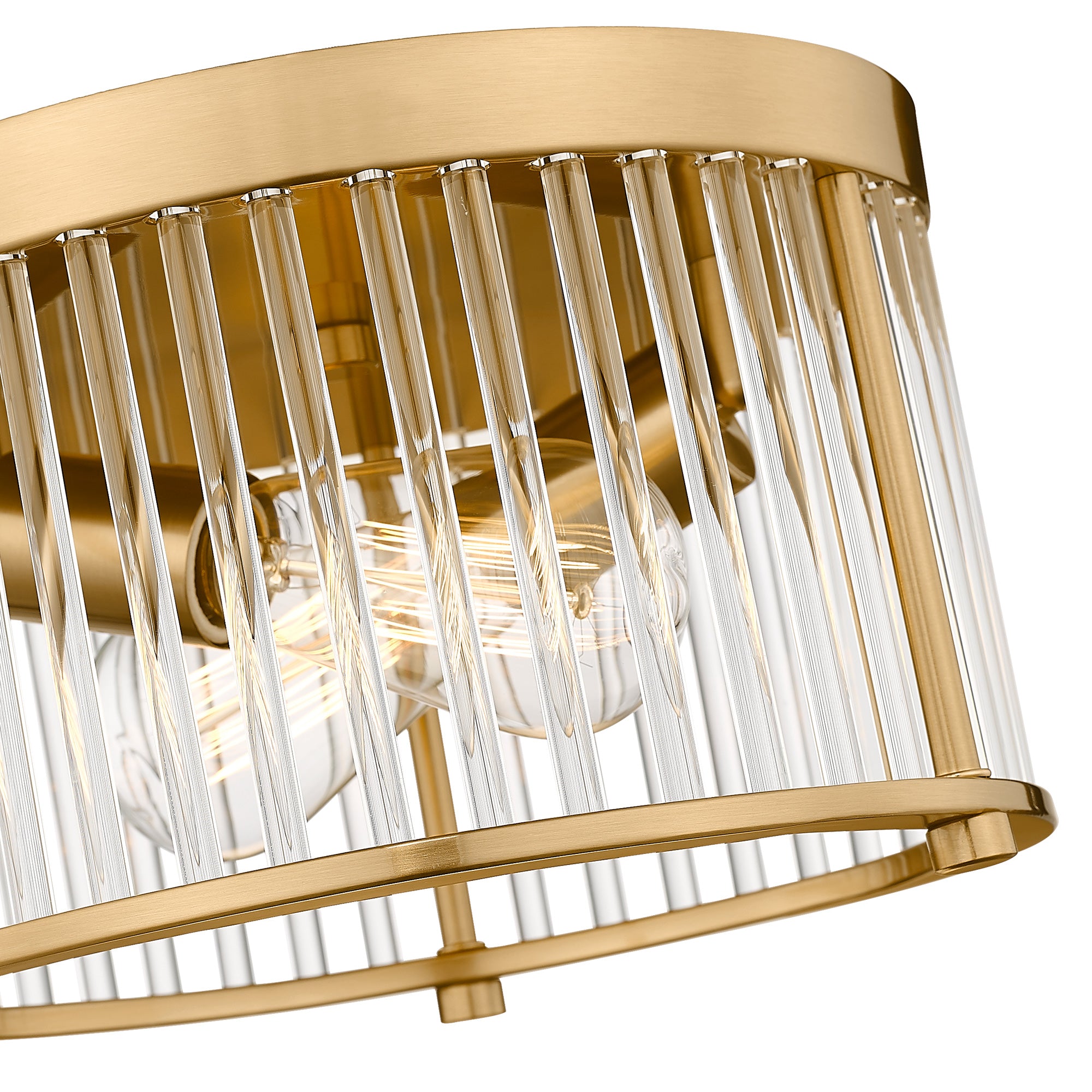 Modern Flush Mount Light Fixture in Brass Gold Finish - 11 inch 2-Light Close to Ceiling Light Fixtures - USAG00322