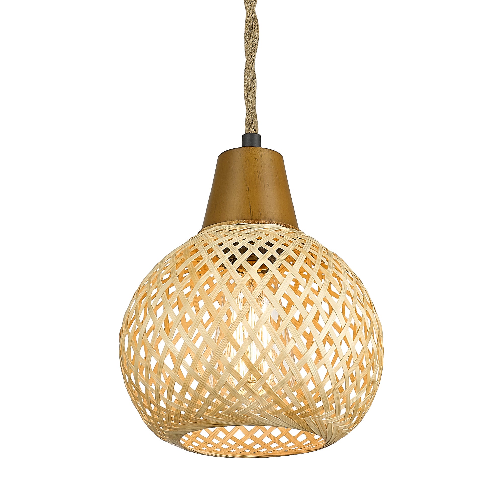 Rattan Woven Hanging Lamp - 7 inch Pendant Light Hanging Light - USAG00327