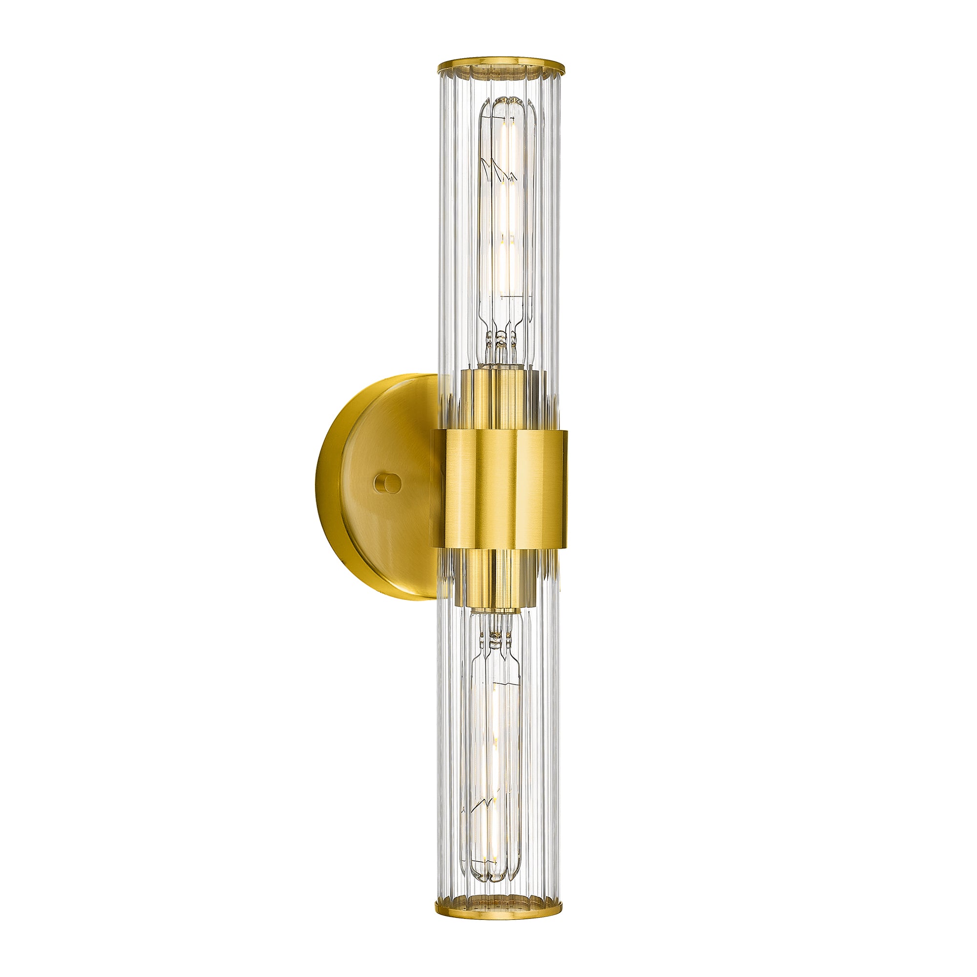 Farmhouse Gold with Cylinder Glass Shade - 20 inch 2-Light Bathroom Vanity Light Wall Sconce - USAG00332