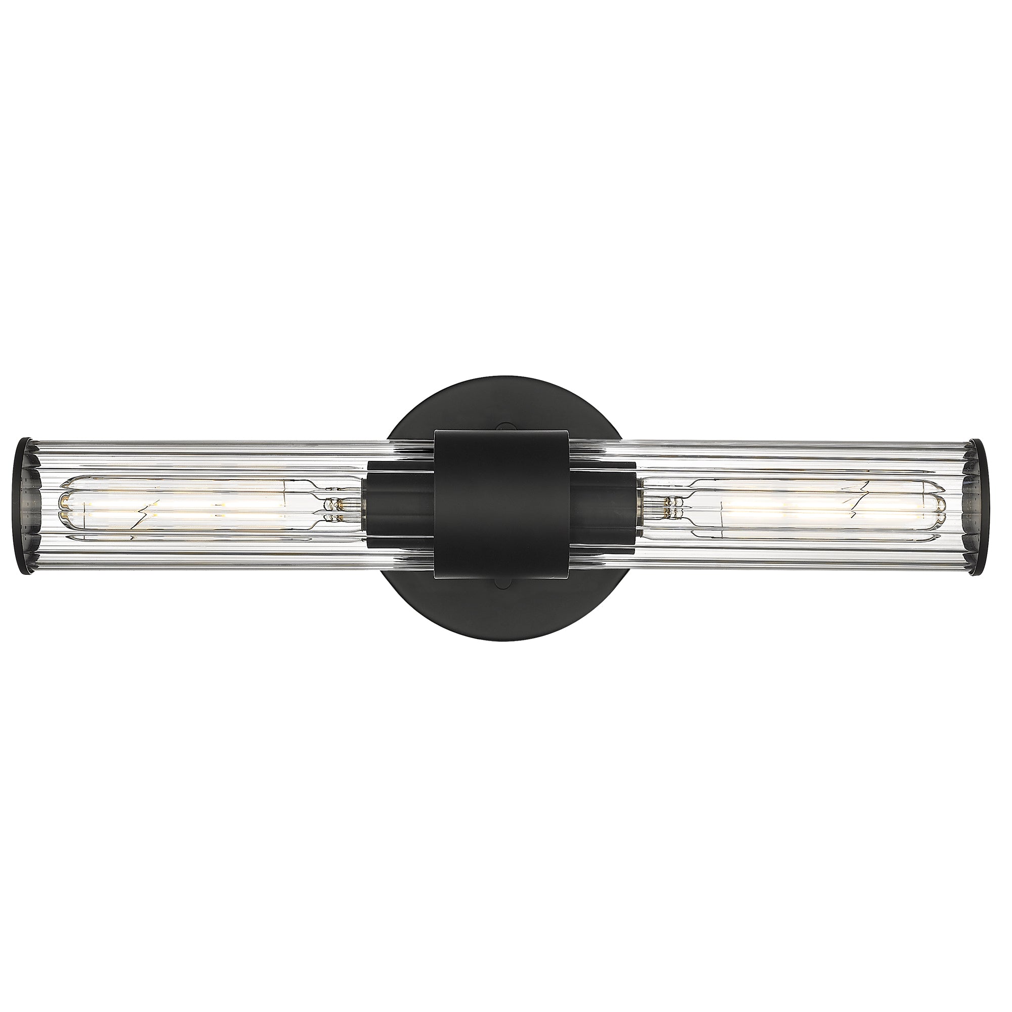 Farmhouse Matte Black with Cylinder Glass Shade - 20 inch 2-Light Bathroom Vanity Light Wall Sconce - USAG00333