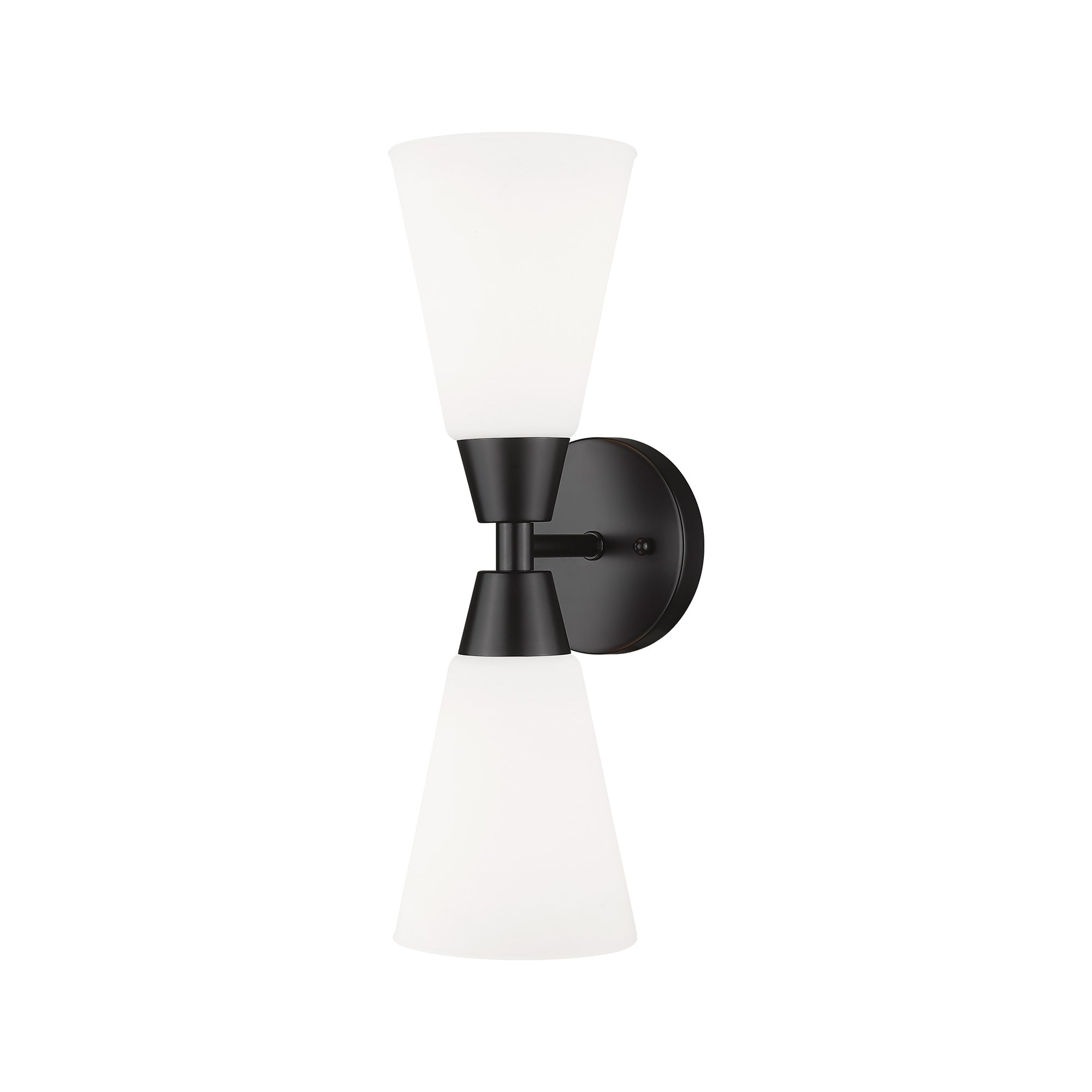 Matte Black Glass & Metal - Vanity Lights in Frosted Milk Glass Indoor Wall Sconce - USAG00339