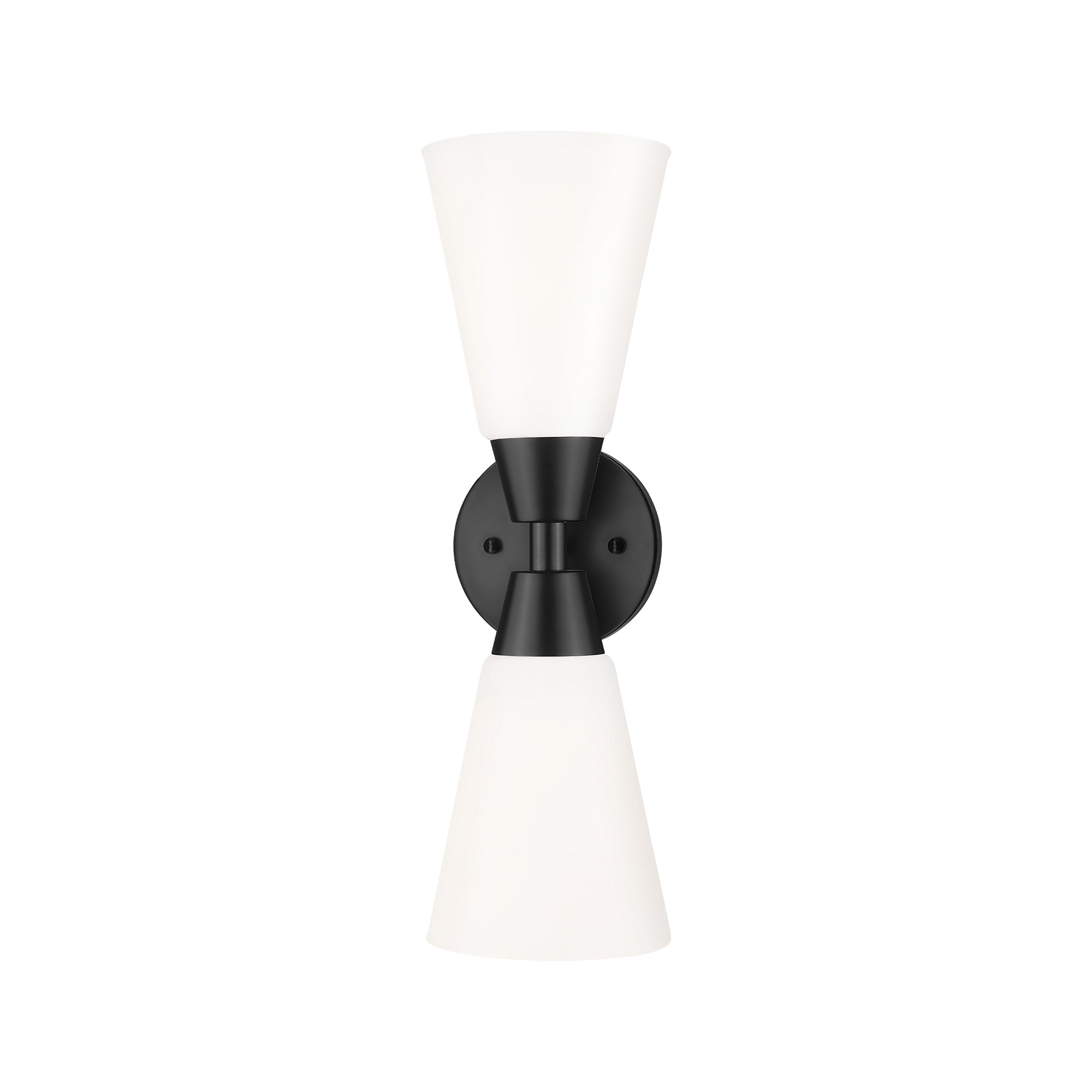 Matte Black Glass & Metal - Vanity Lights in Frosted Milk Glass Indoor Wall Sconce - USAG00339