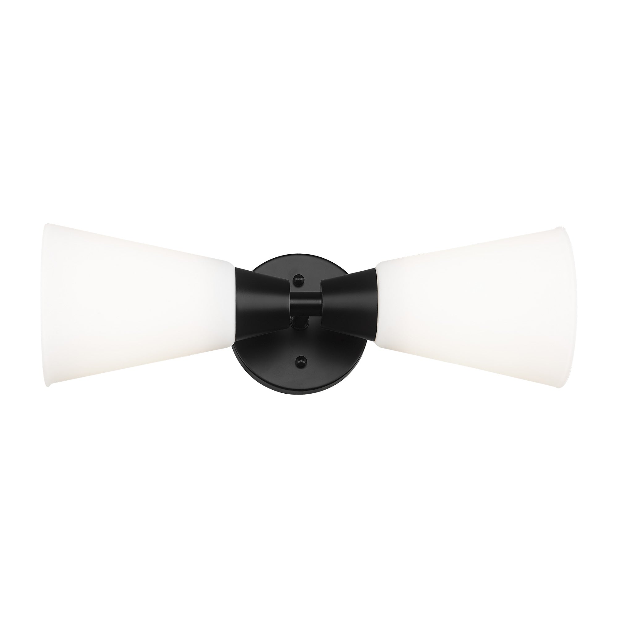 Matte Black Glass & Metal - Vanity Lights in Frosted Milk Glass Indoor Wall Sconce - USAG00339