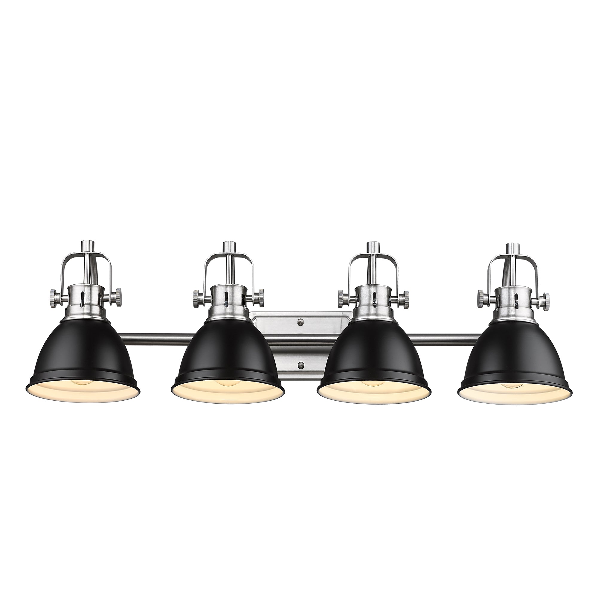 Matte Black & Brushed Nickel Metal - Modern 4-Light Bathroom Light Fixtures With Metal Shade Black And Brushed Nickel Finish - USAG00341